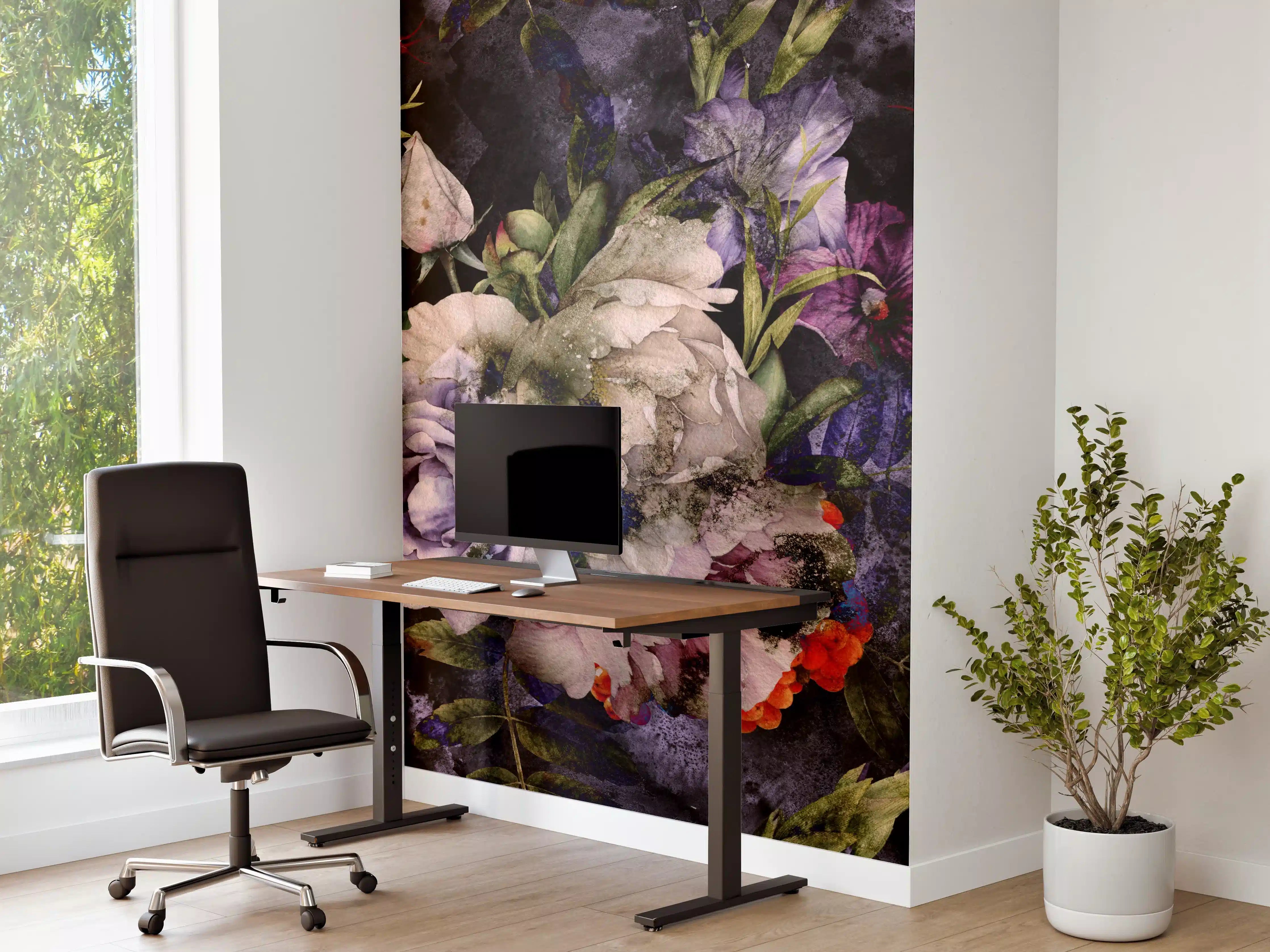 Büro Wandgestaltung - Blumenmeer in zarten Farben
