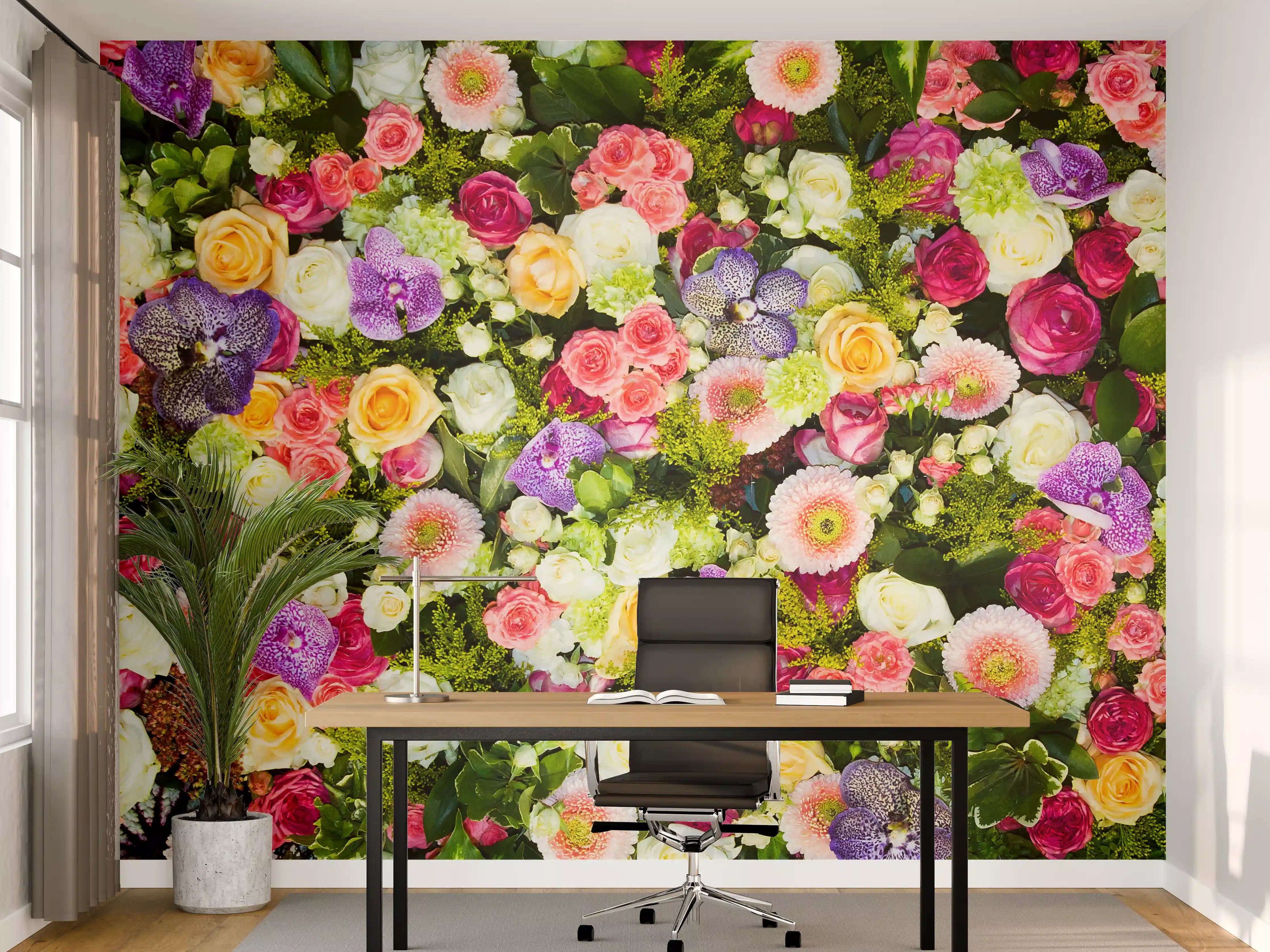 Büro Wandgestaltung - Blumenmeer mit bunten Frühlingsblumen