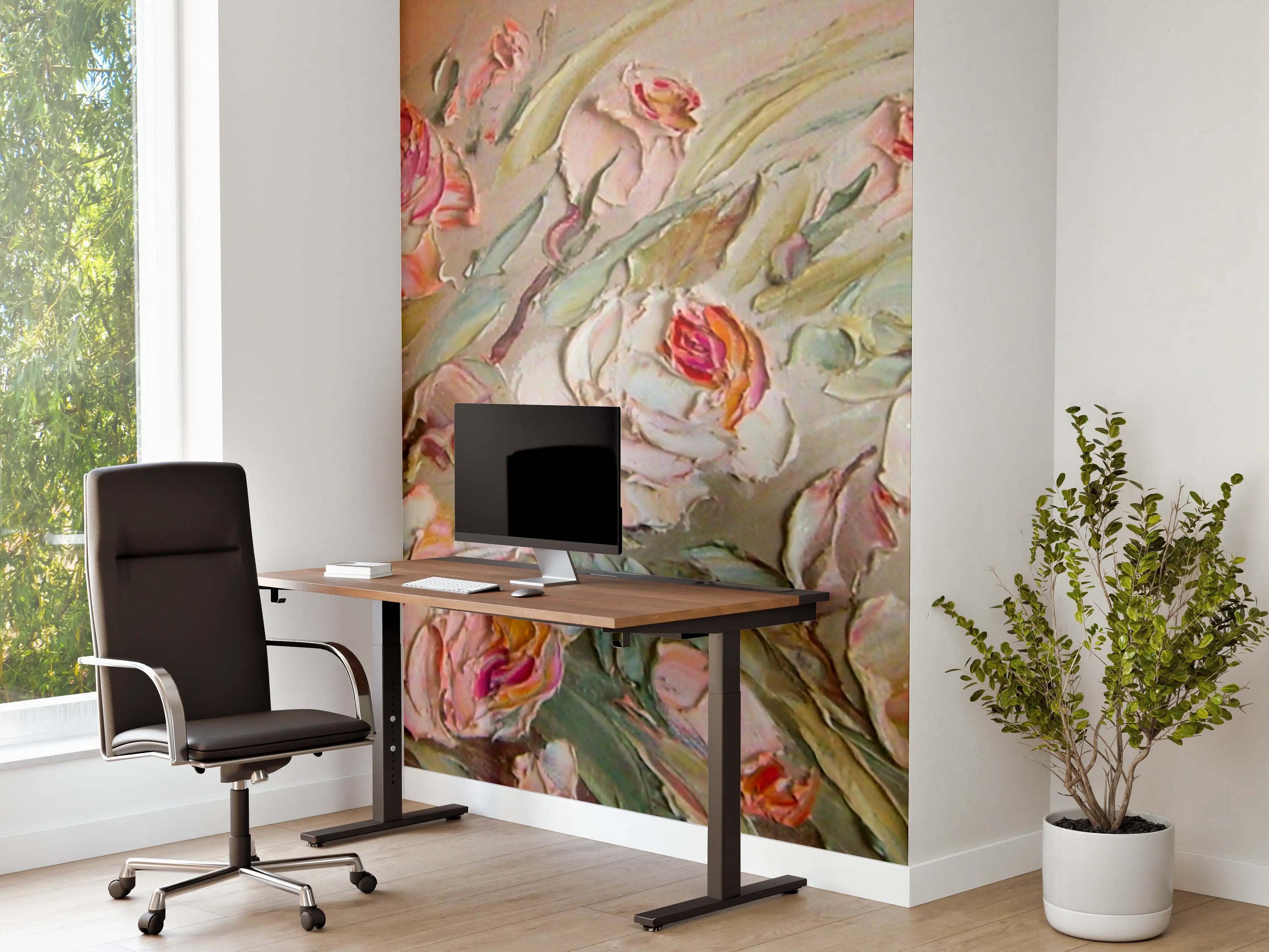 Büro Wandgestaltung - Blumenstrauß in zarten Pastellfarben