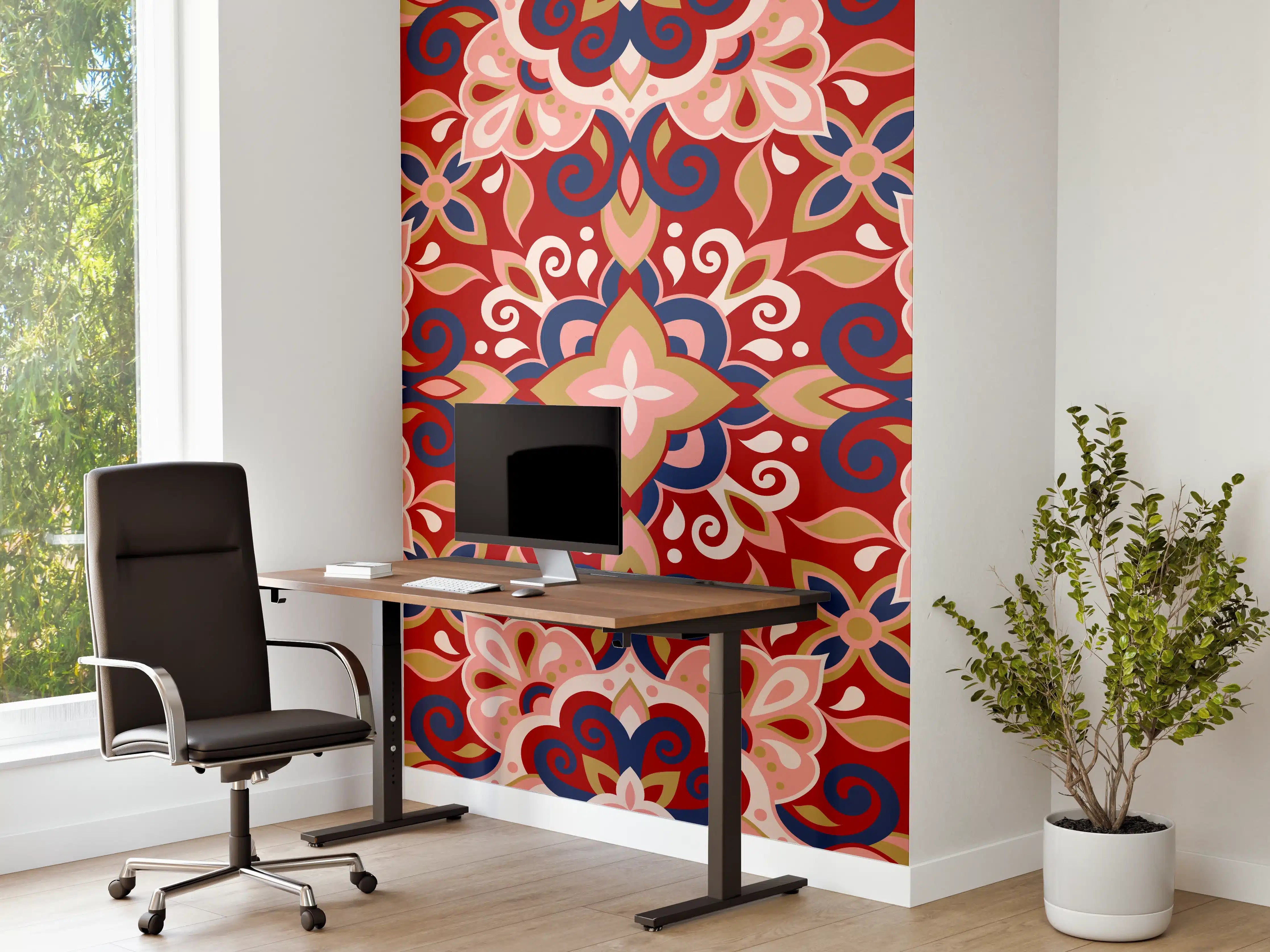 Büro Wandgestaltung - Blumige Fliesen