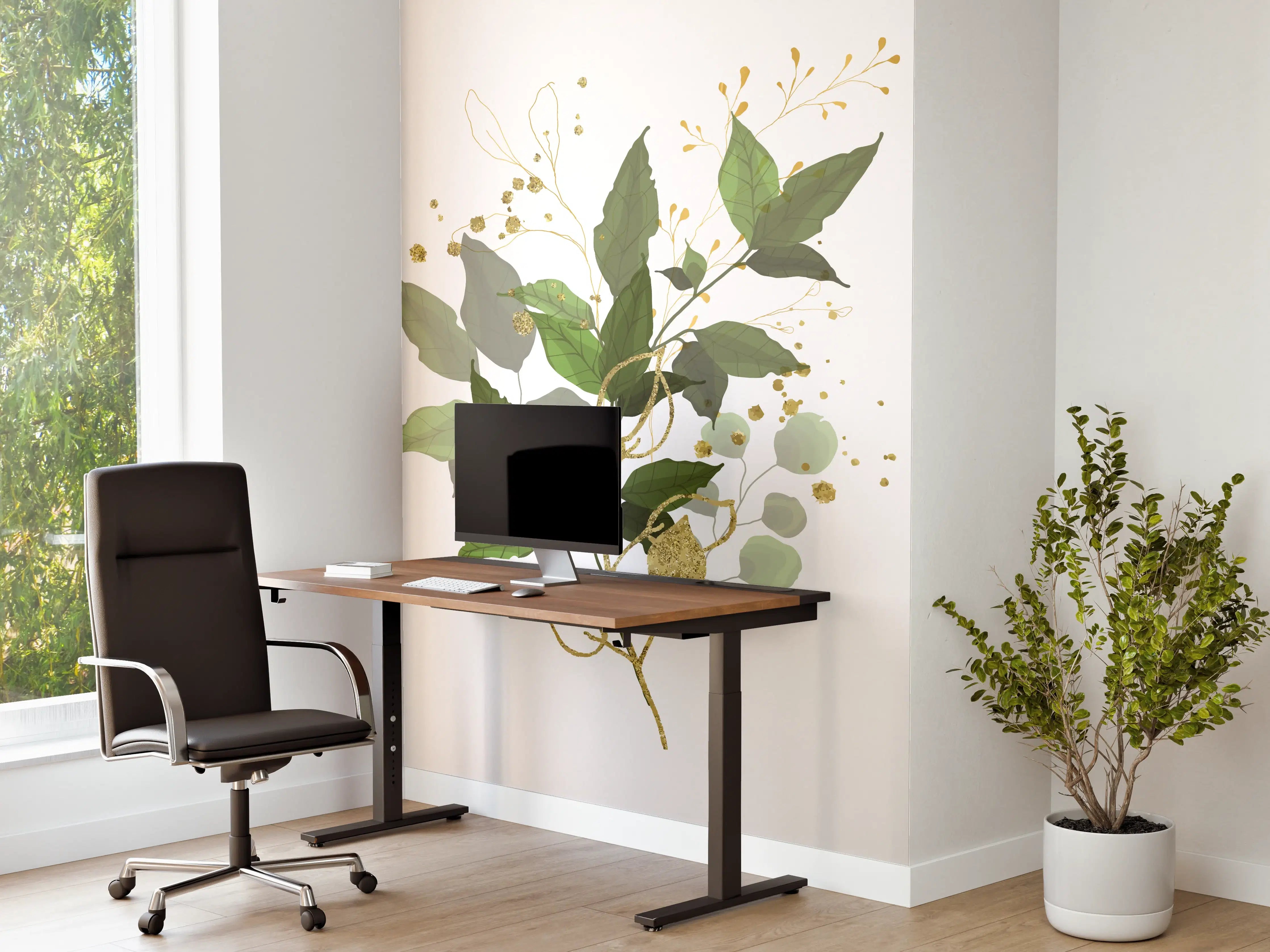 Büro Wandgestaltung - Botanik Gold Grün Dekor