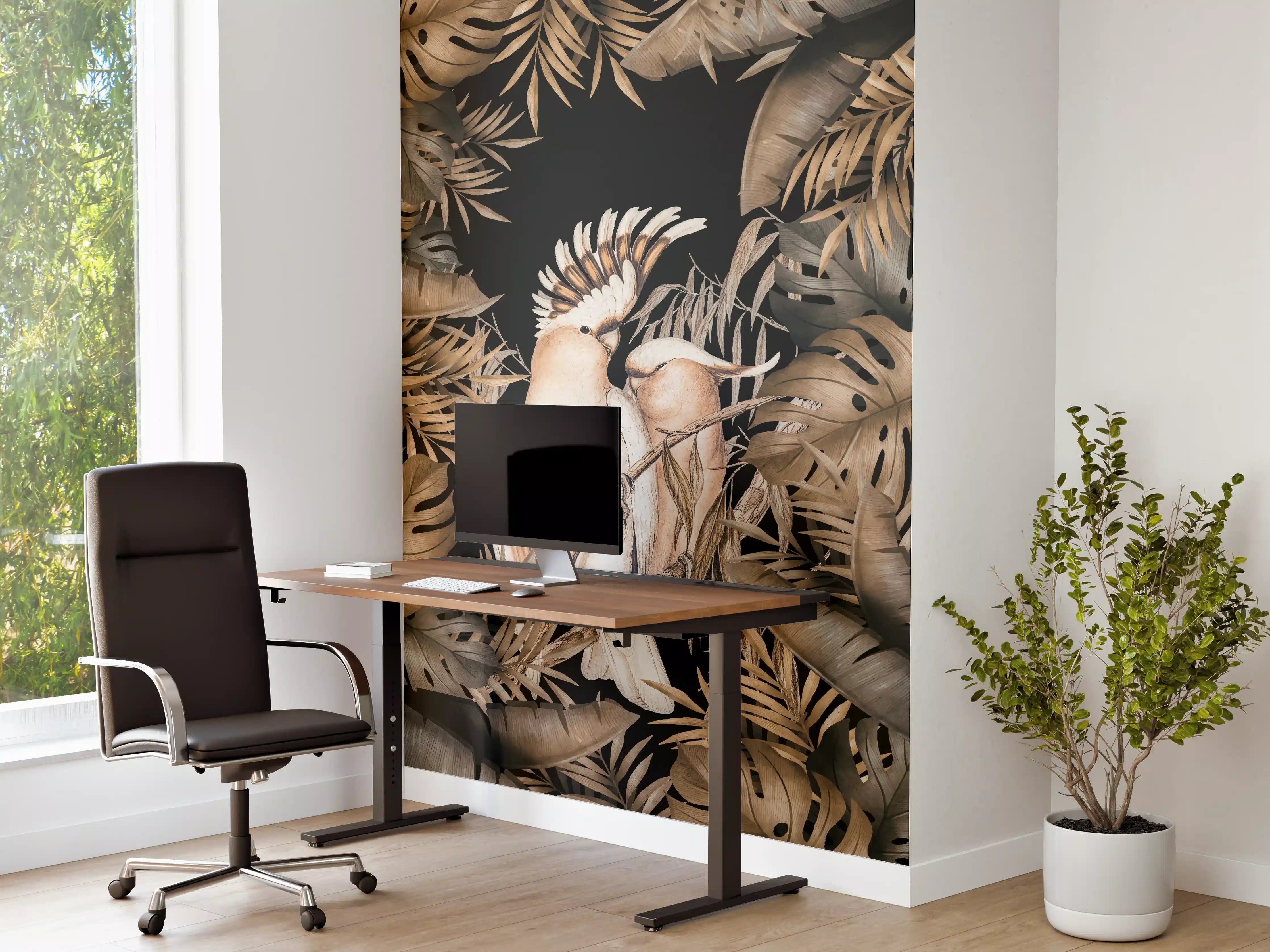 Büro Wandgestaltung - Bräunliche Kakadus Malerei