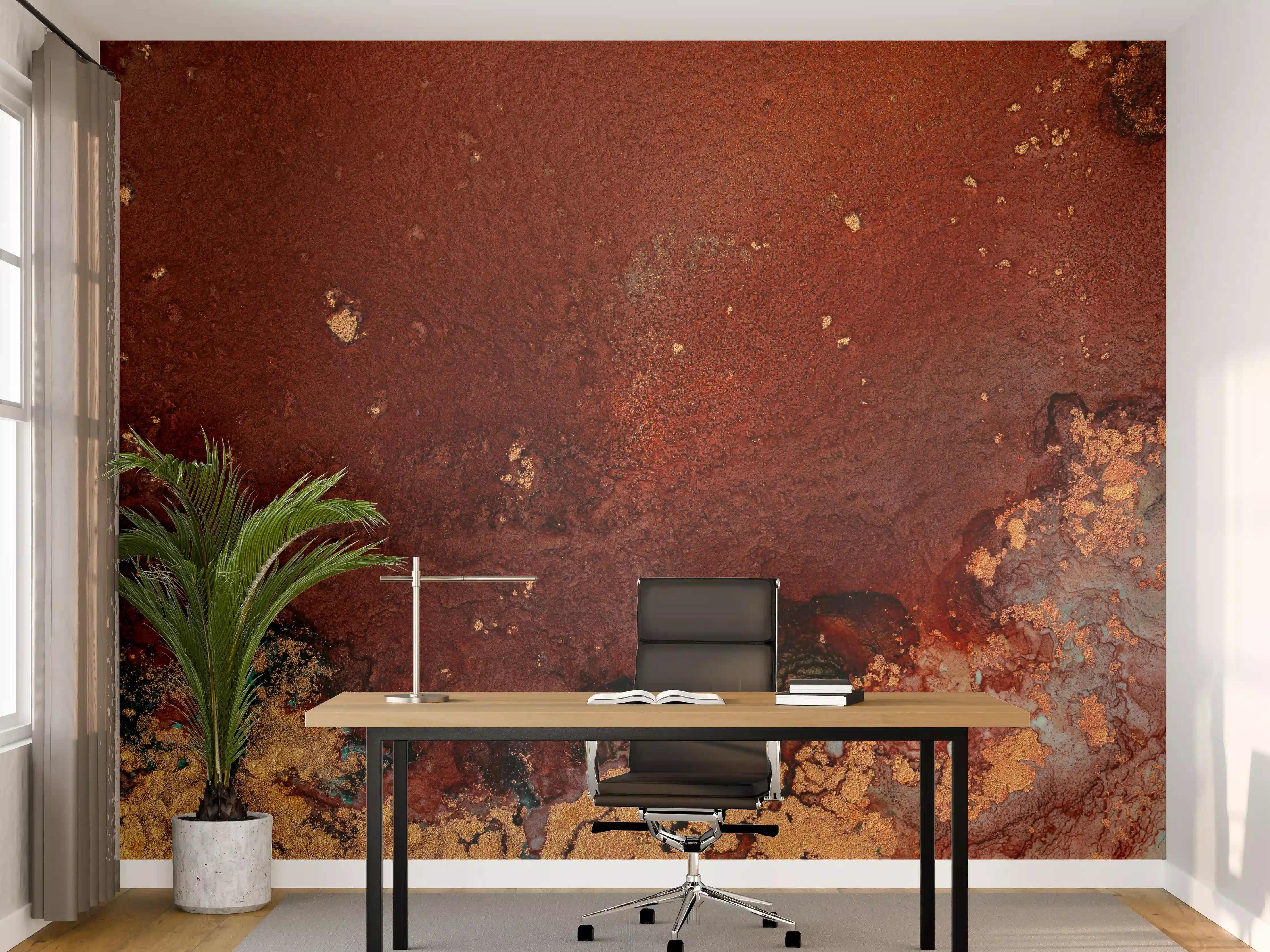 Büro Wandgestaltung - Bräunliche Marmor Textur - Flüssigmalerei