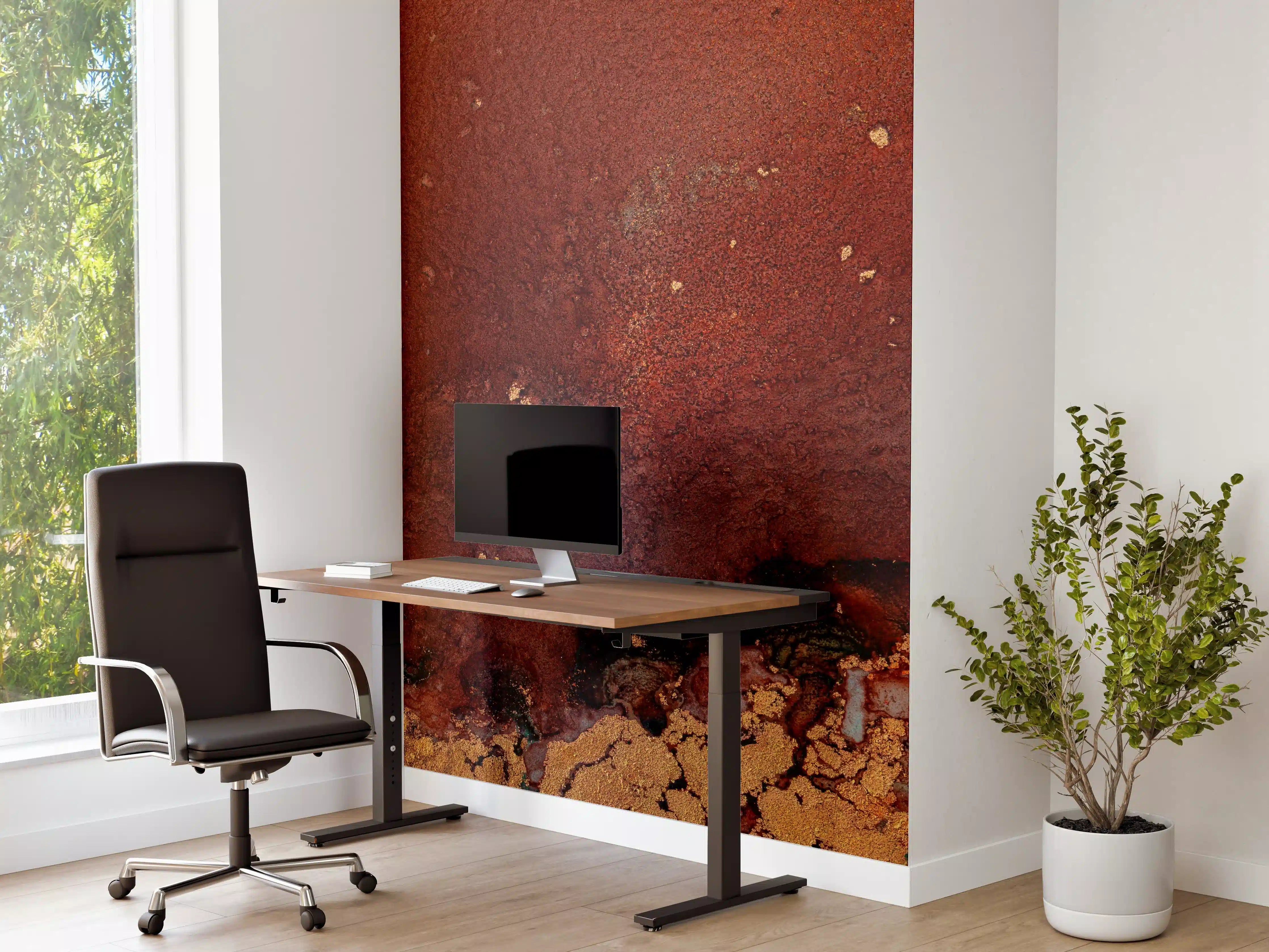 Büro Wandgestaltung - Bräunliche Marmor Textur - Flüssigmalerei