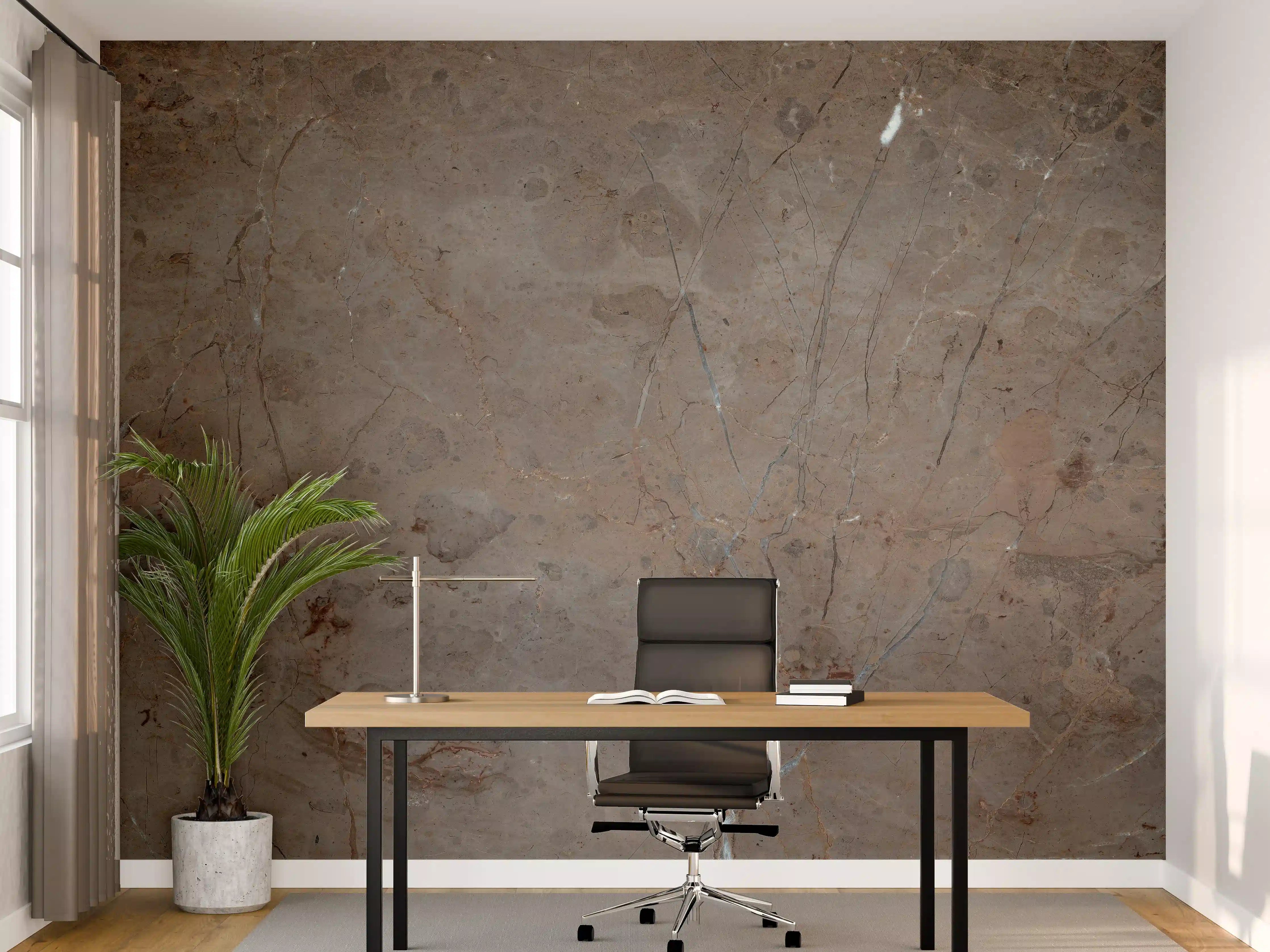 Büro Wandgestaltung - Bräunliche Marmortextur