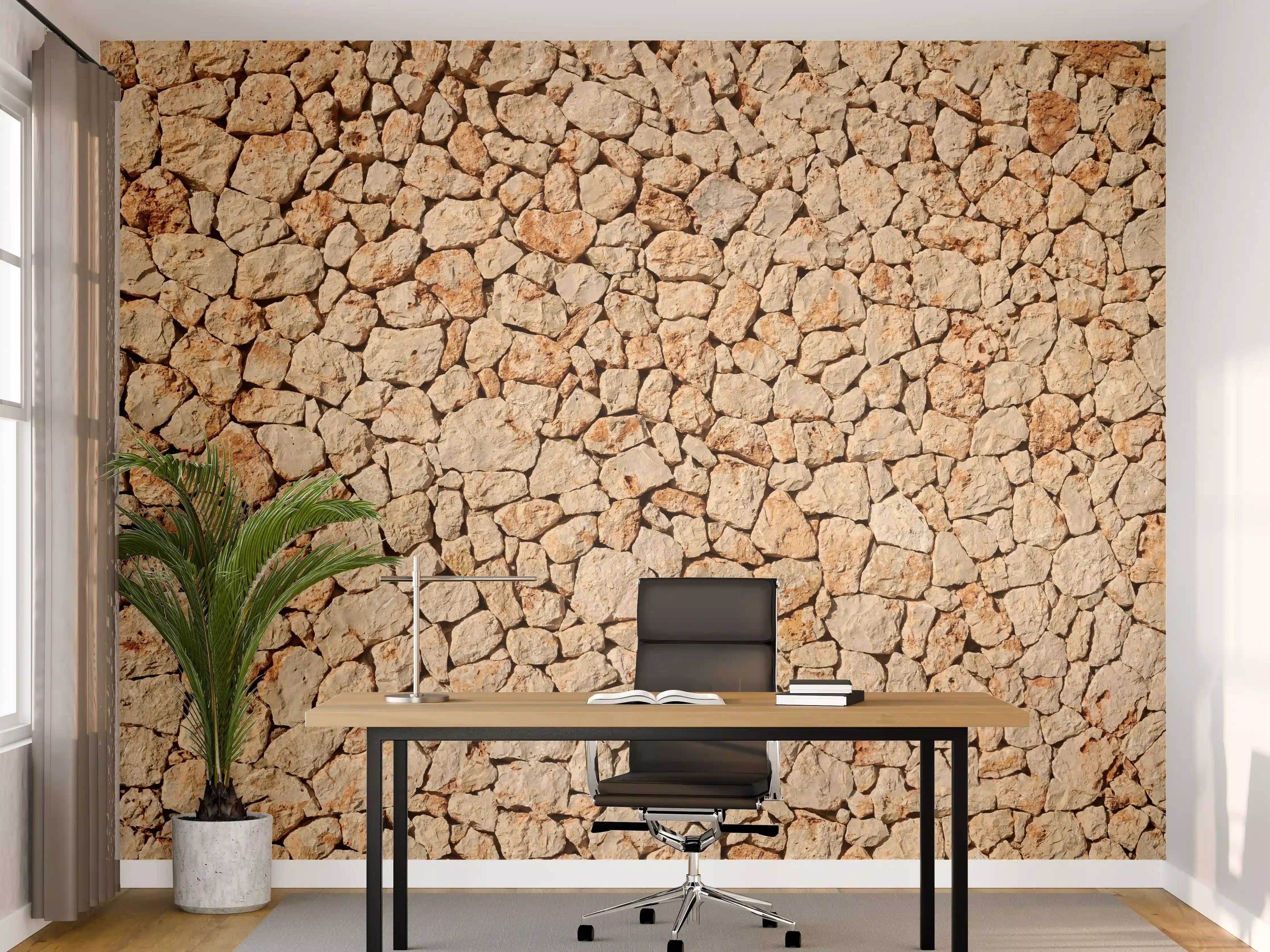 Büro Wandgestaltung - Bräunliche Panorama-Textur Steinmauer