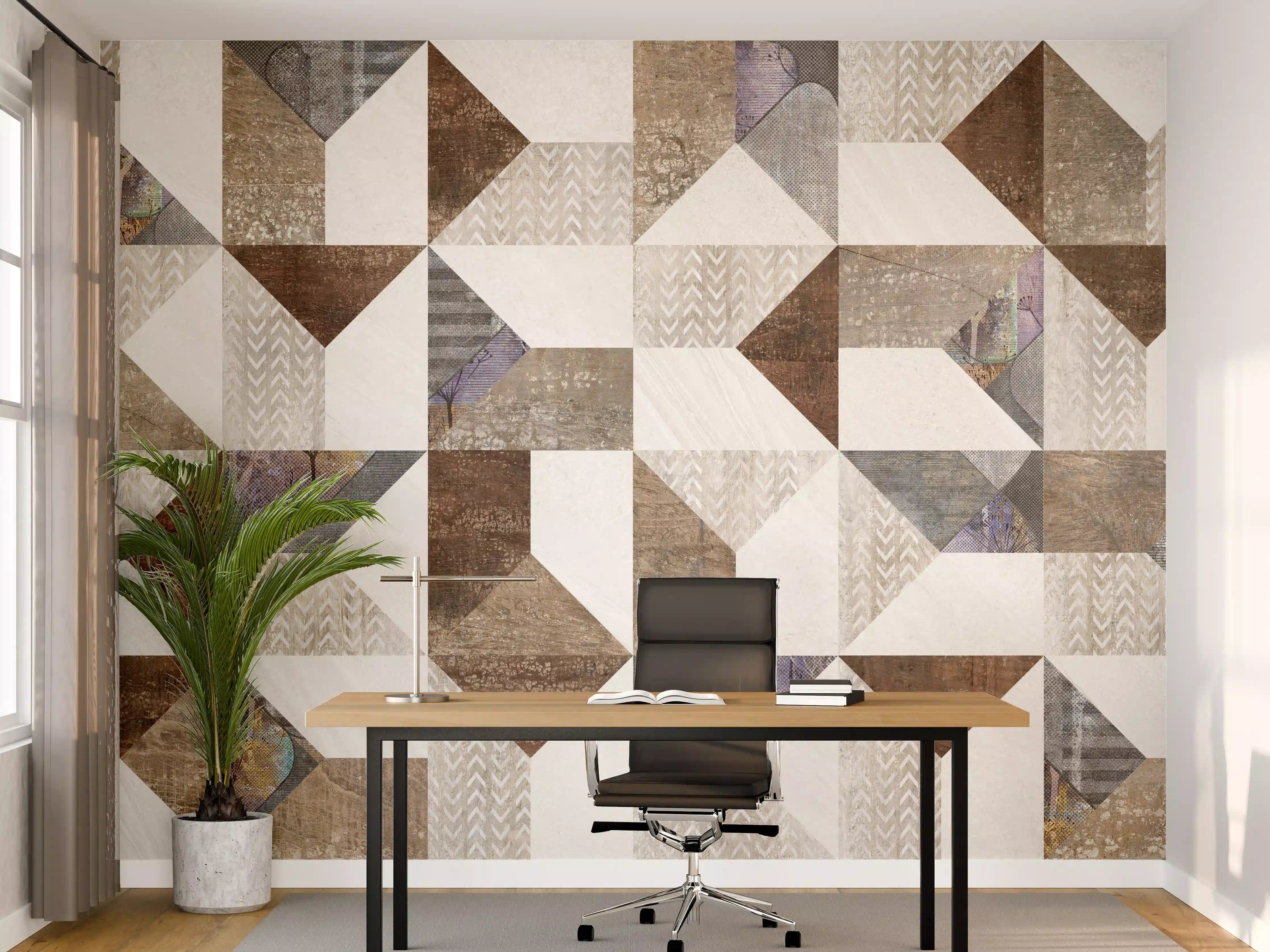 Büro Wandgestaltung - Bräunliches Fliesenmuster