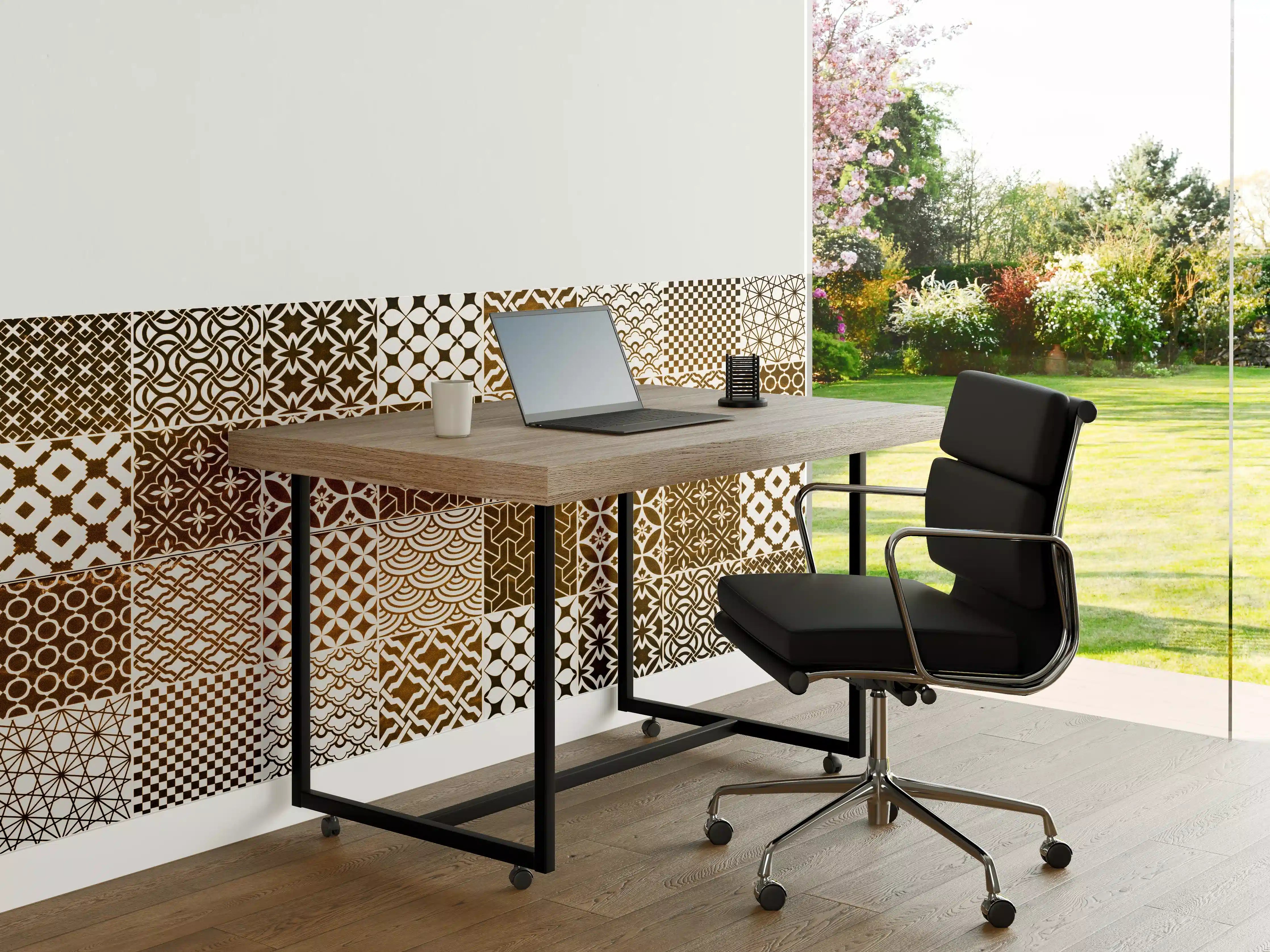 Büro Wandgestaltung - Braun-Beige geometrisch Mosaik