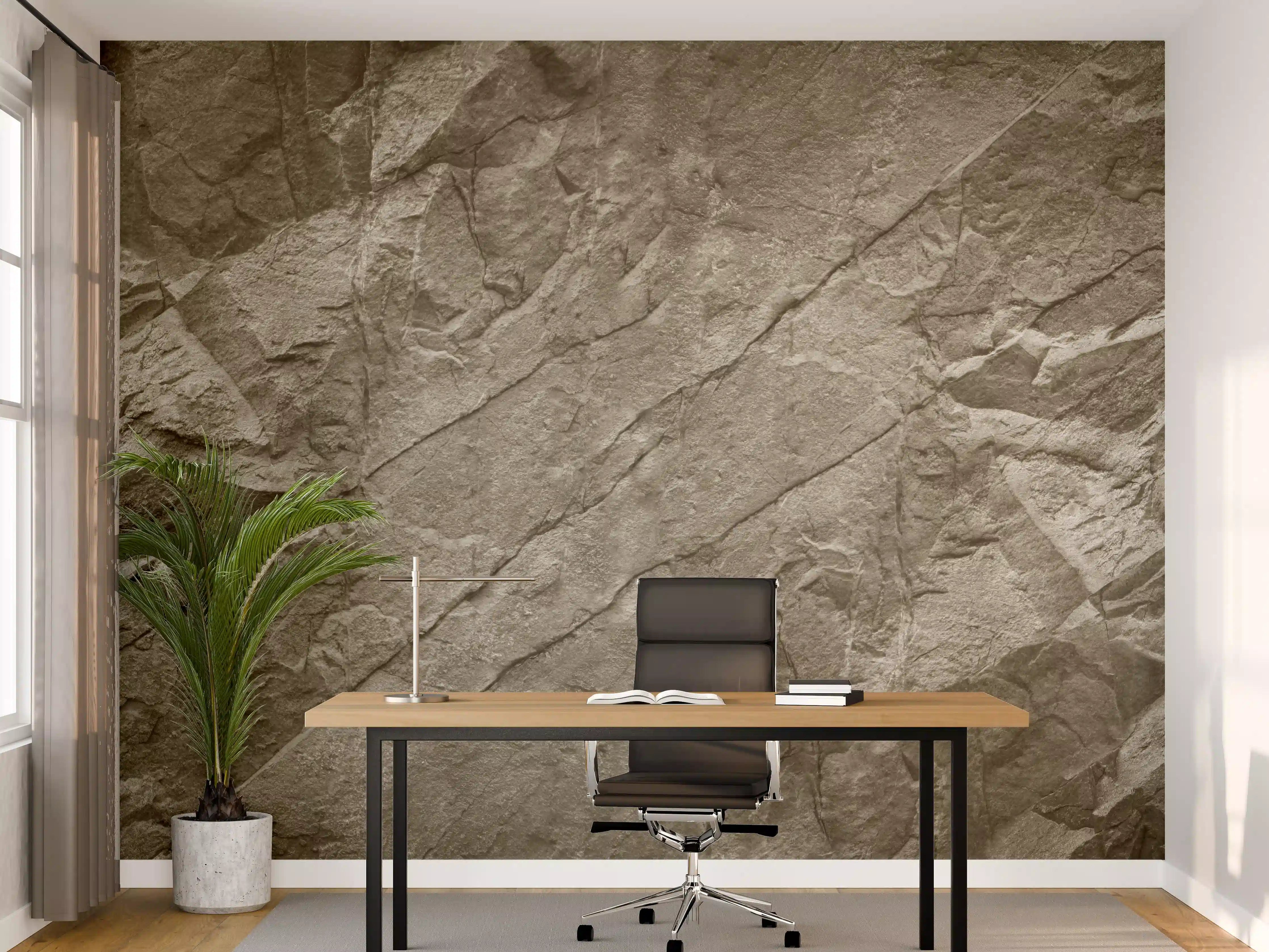 Büro Wandgestaltung - Braun-Graue Steintextur