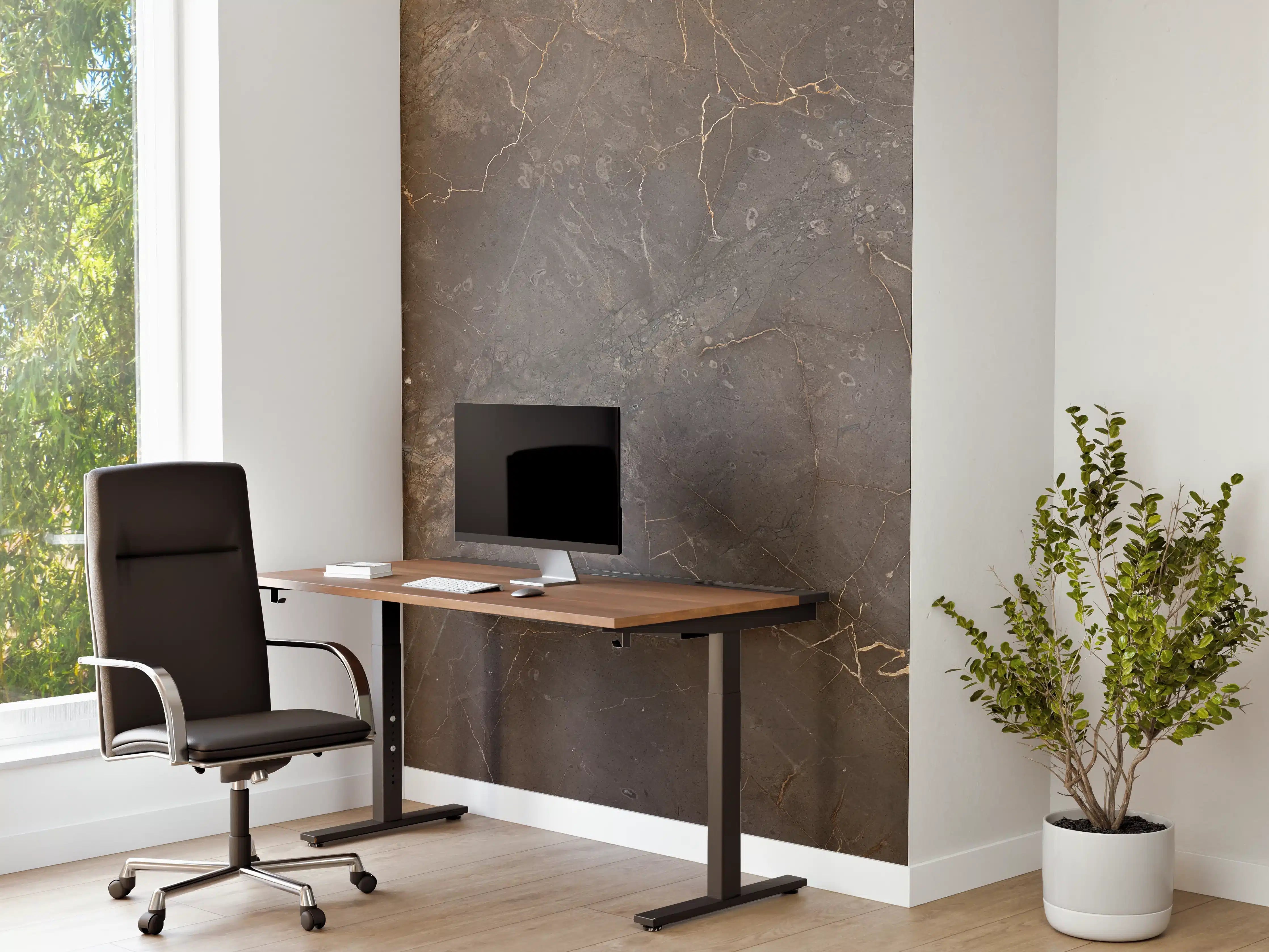 Büro Wandgestaltung - Braun-Grauer Marmor mit Adern