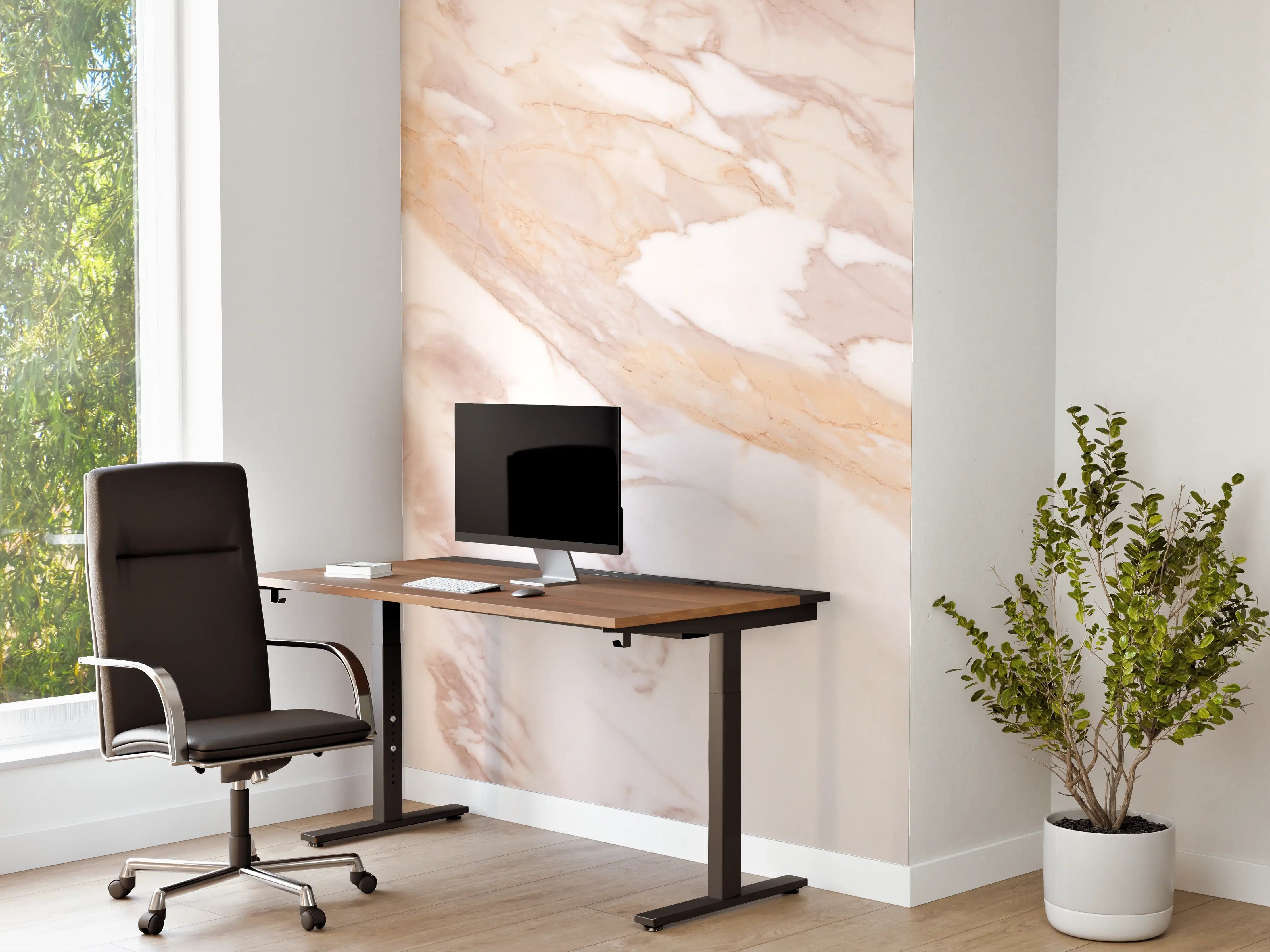 Büro Wandgestaltung - Braun-beiger Marmor