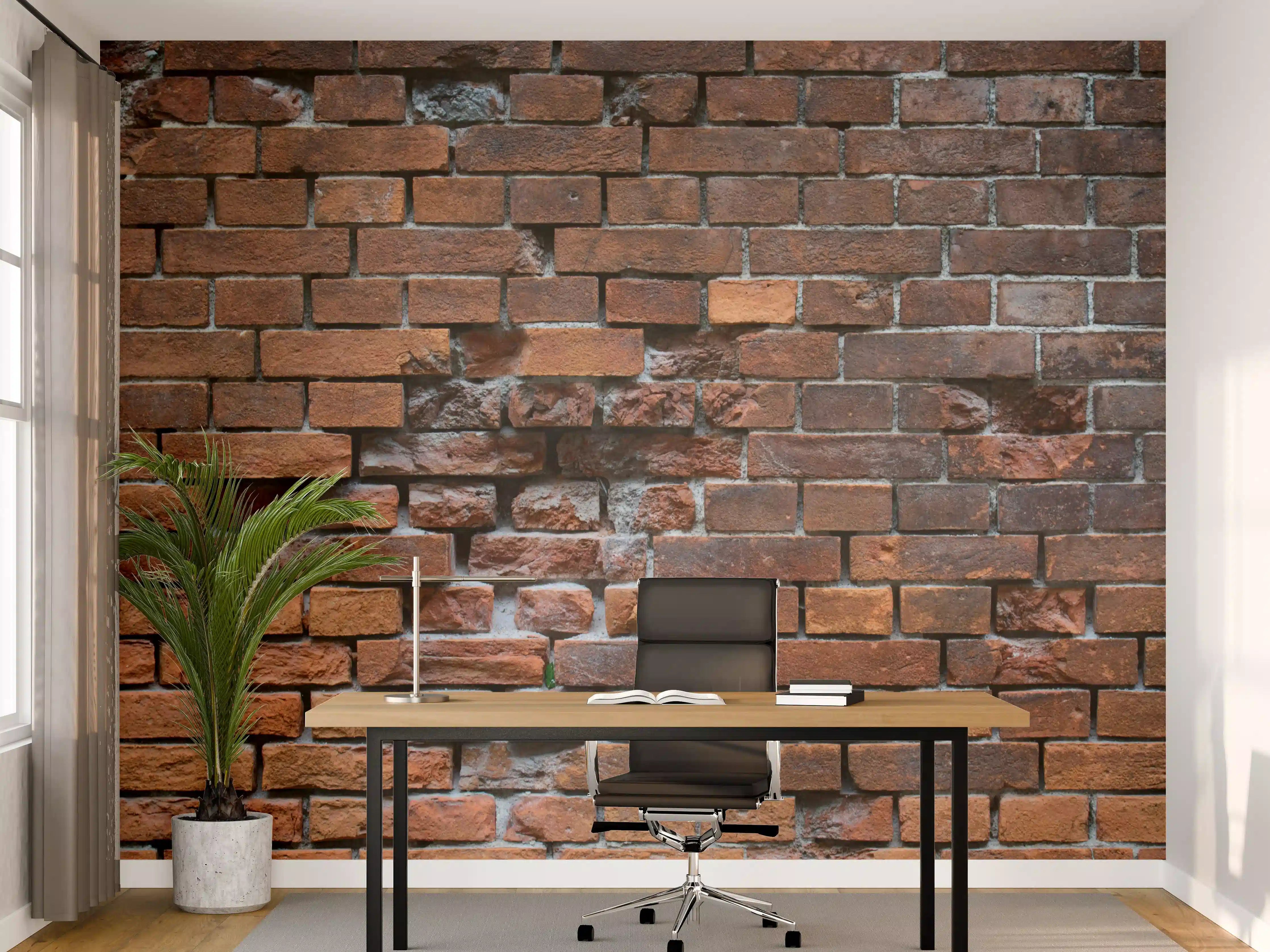 Büro Wandgestaltung - Braune kaputte Ziegelsteinwand