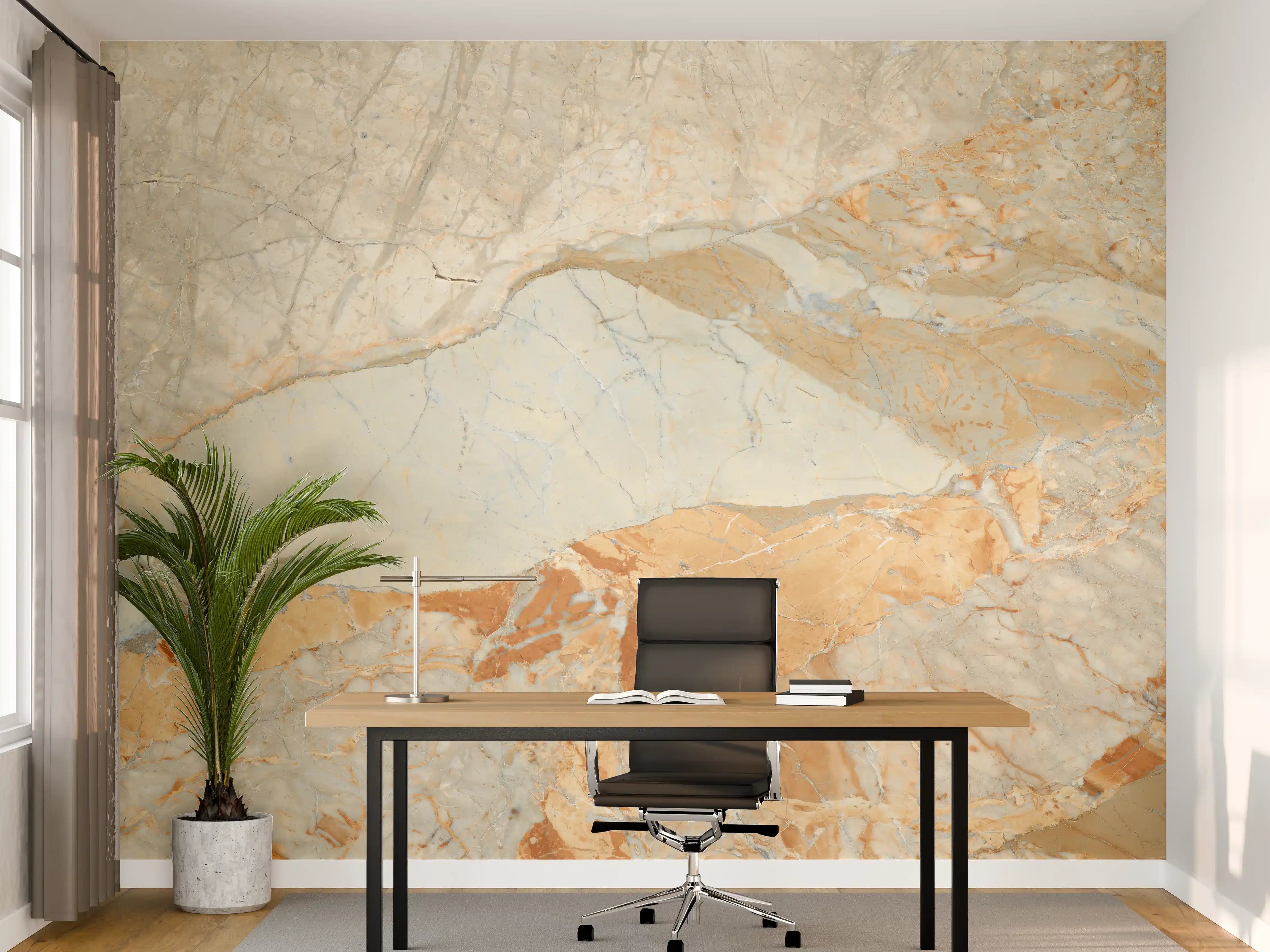 Büro Wandgestaltung - Brauner Marmor mit Adern