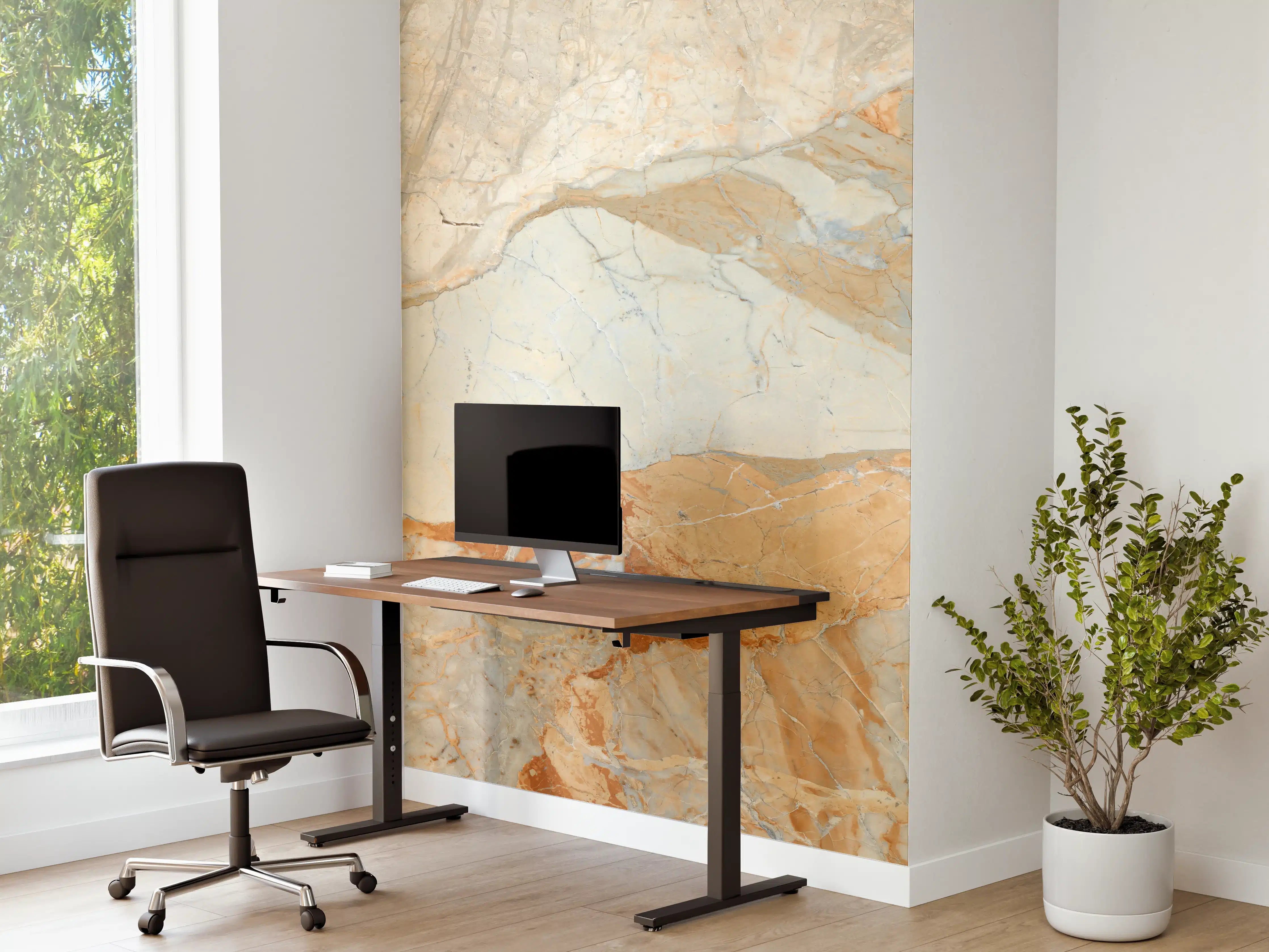 Büro Wandgestaltung - Brauner Marmor mit Adern