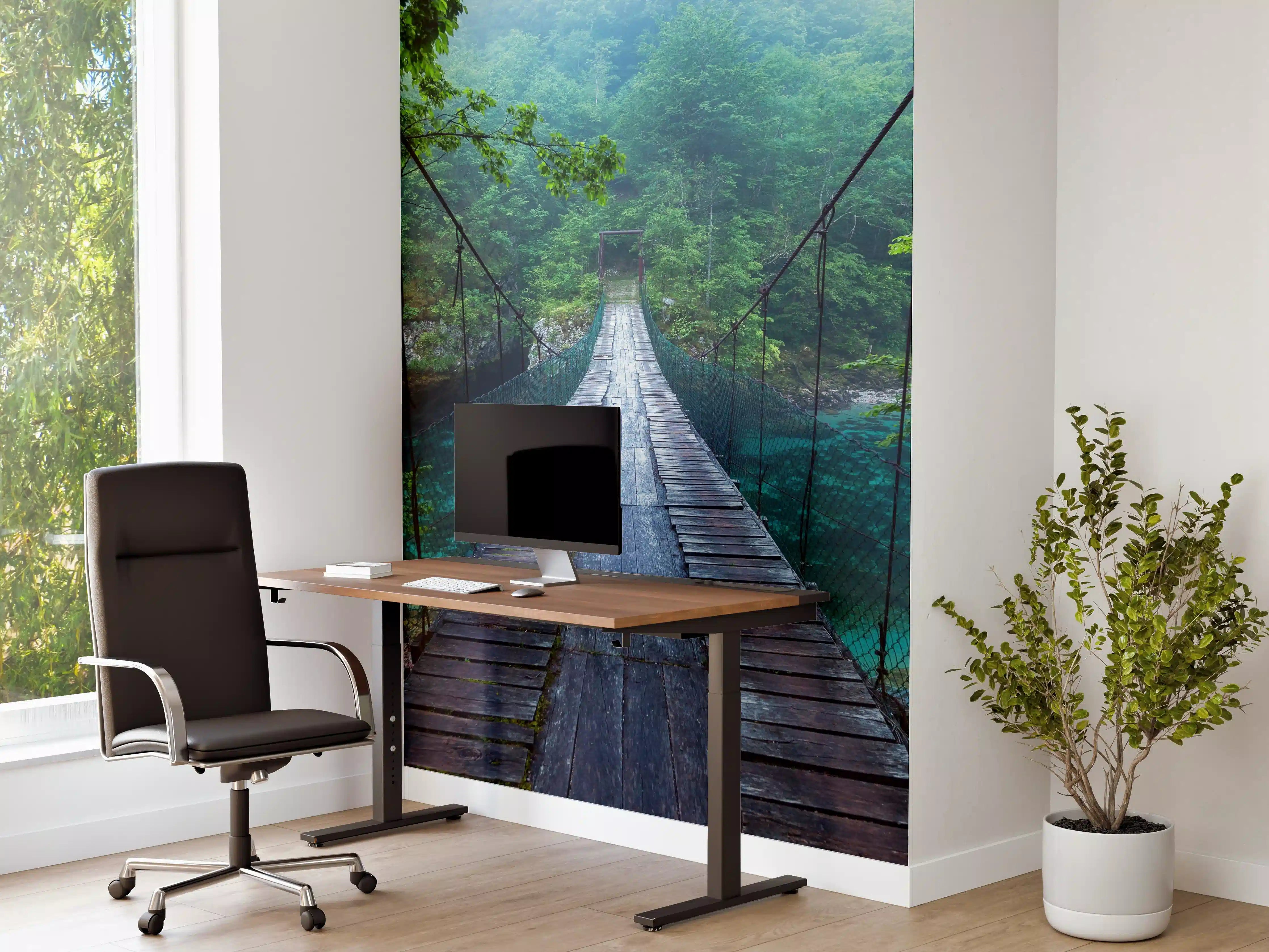 Büro Wandgestaltung - Brücke über Kristallklarem Fluss