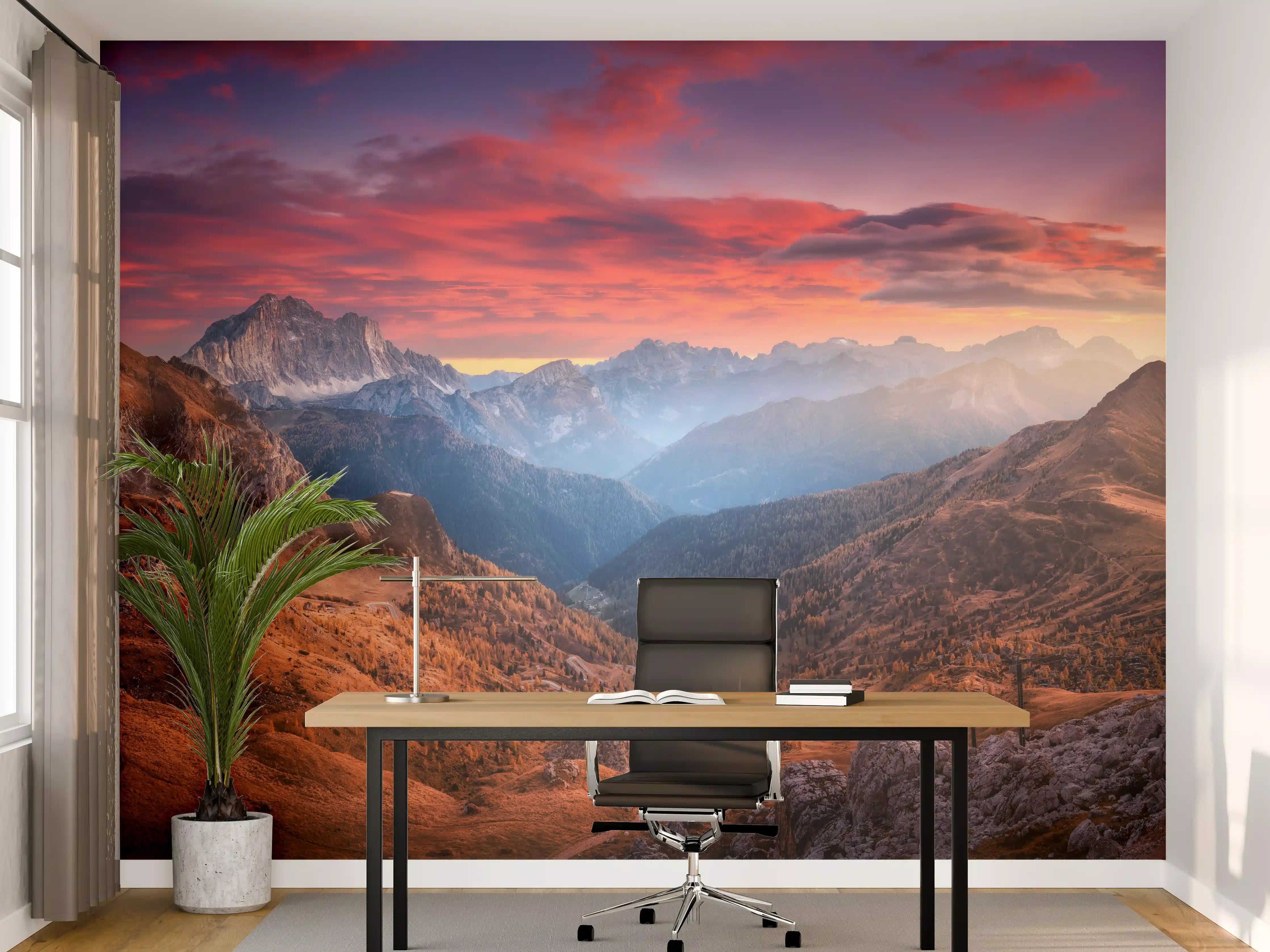 Büro Wandgestaltung - Bunt roter Himmel