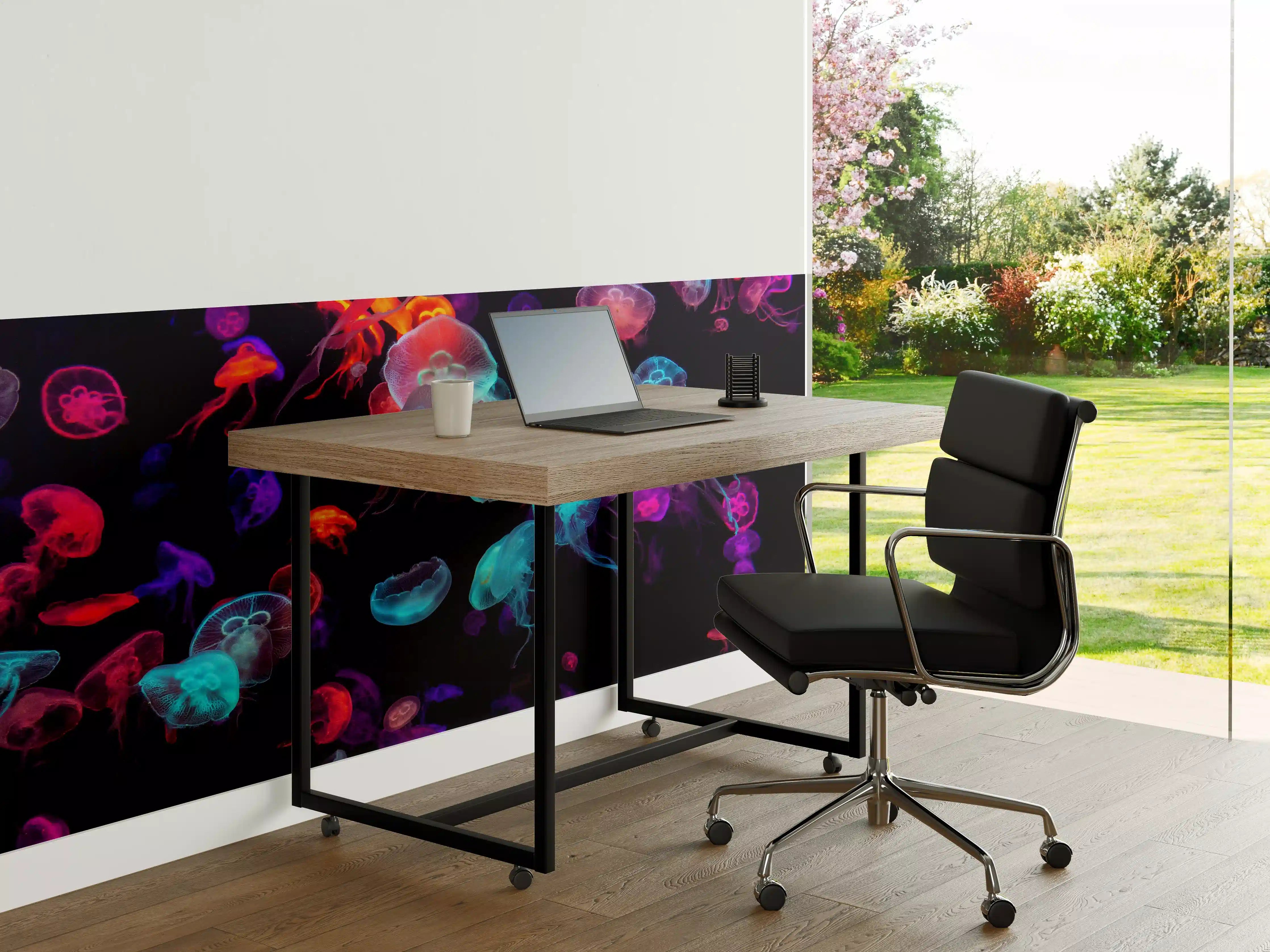 Büro Wandgestaltung - Bunt strahlende Quallen unter Wasser