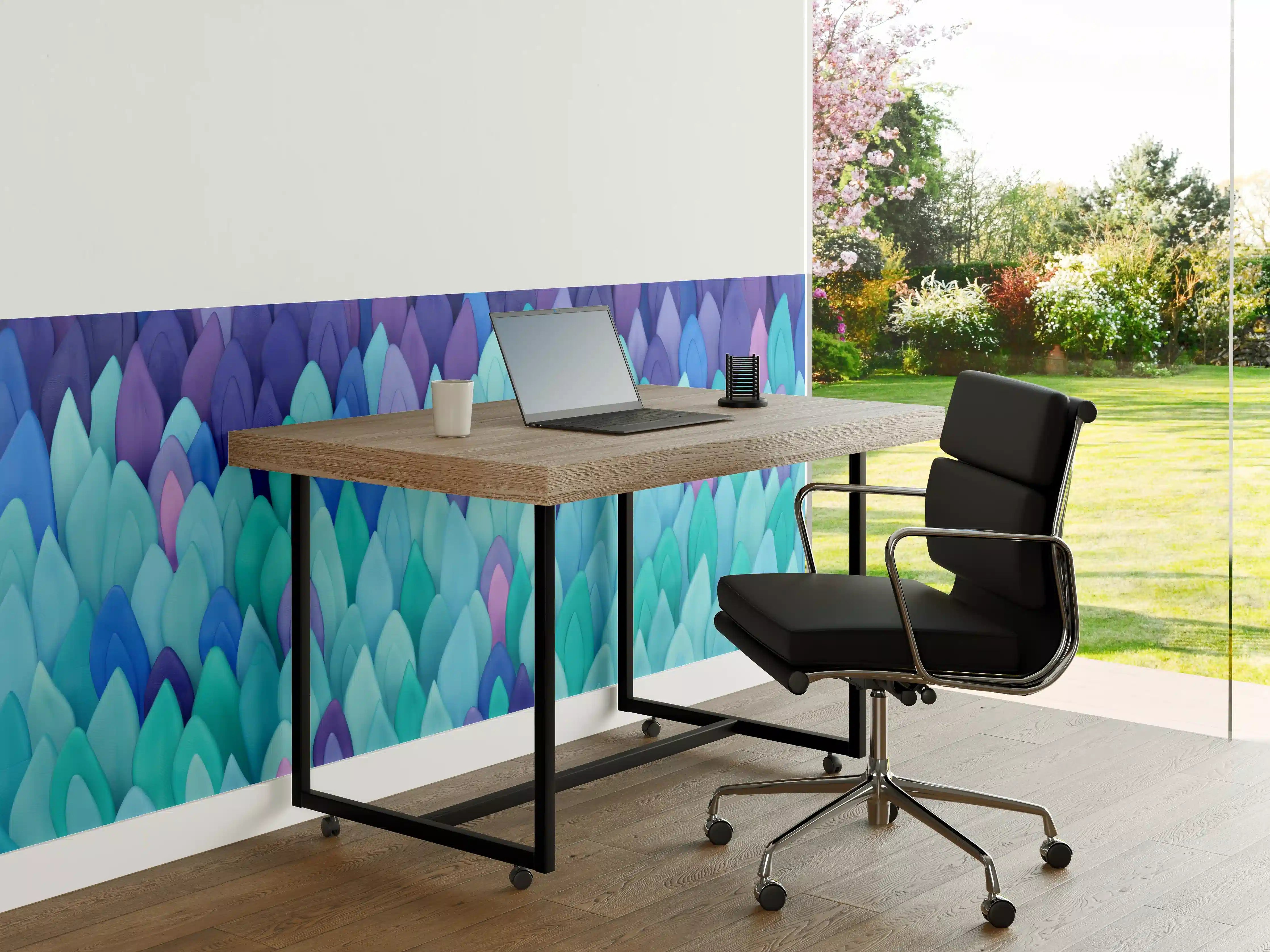 Büro Wandgestaltung - Bunte Abstrakte Muster in Blautönen