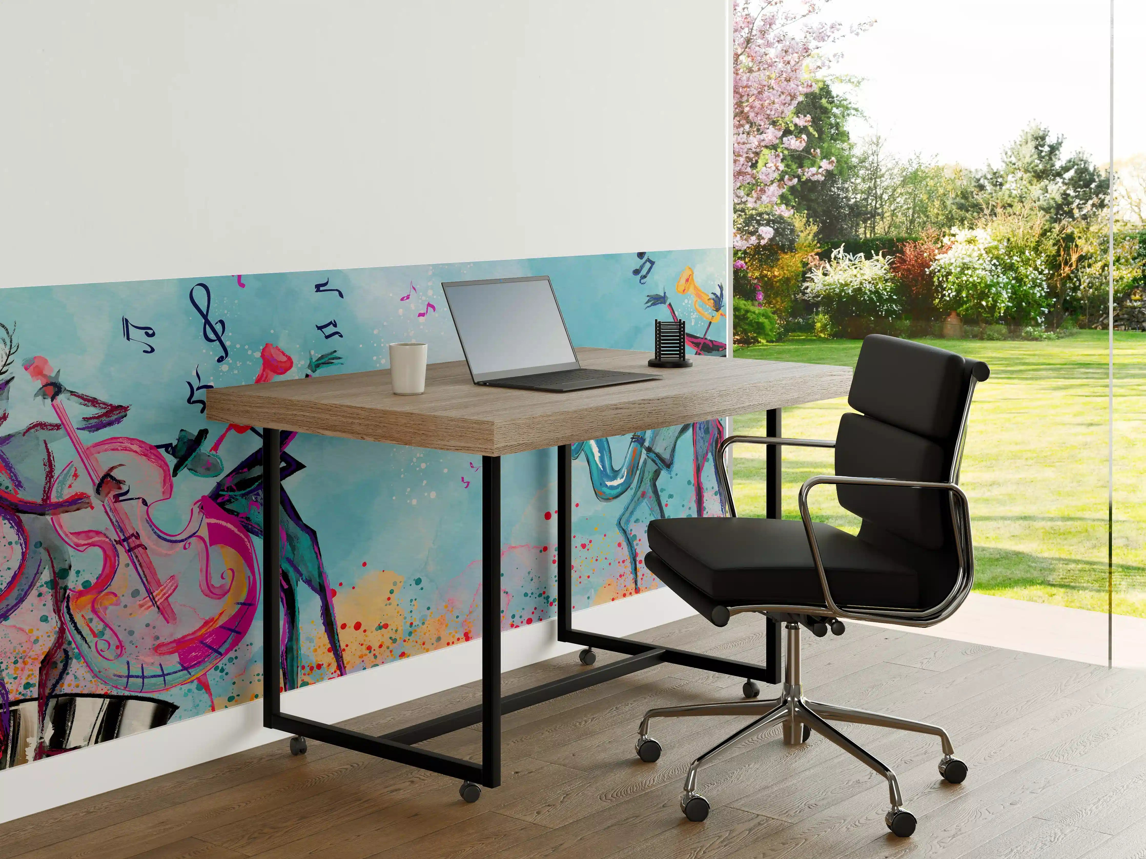 Büro Wandgestaltung - Bunte Aquarell Musikszene