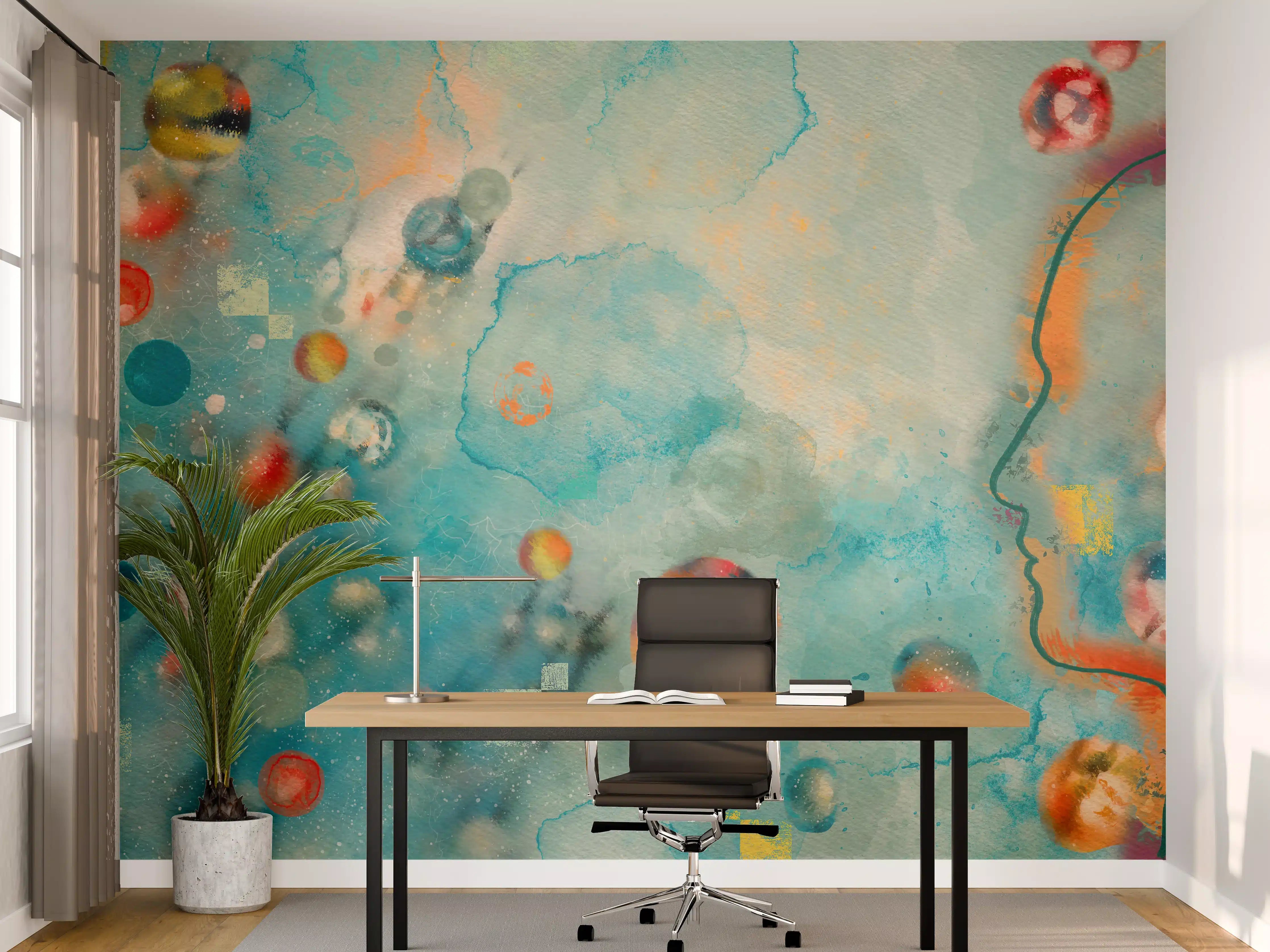 Büro Wandgestaltung - Bunte Aquarellkonzept Kunst