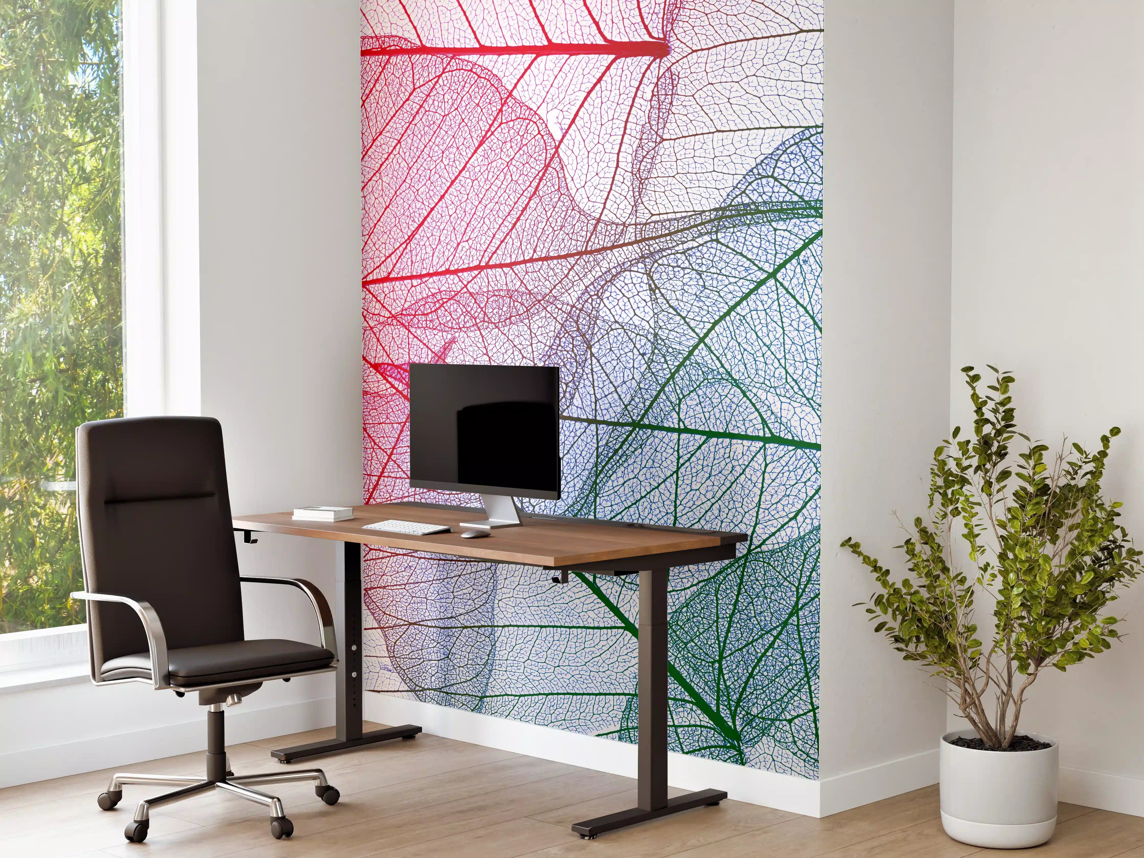 Büro Wandgestaltung - Bunte Blätter in transparenter Aquarell-Optik