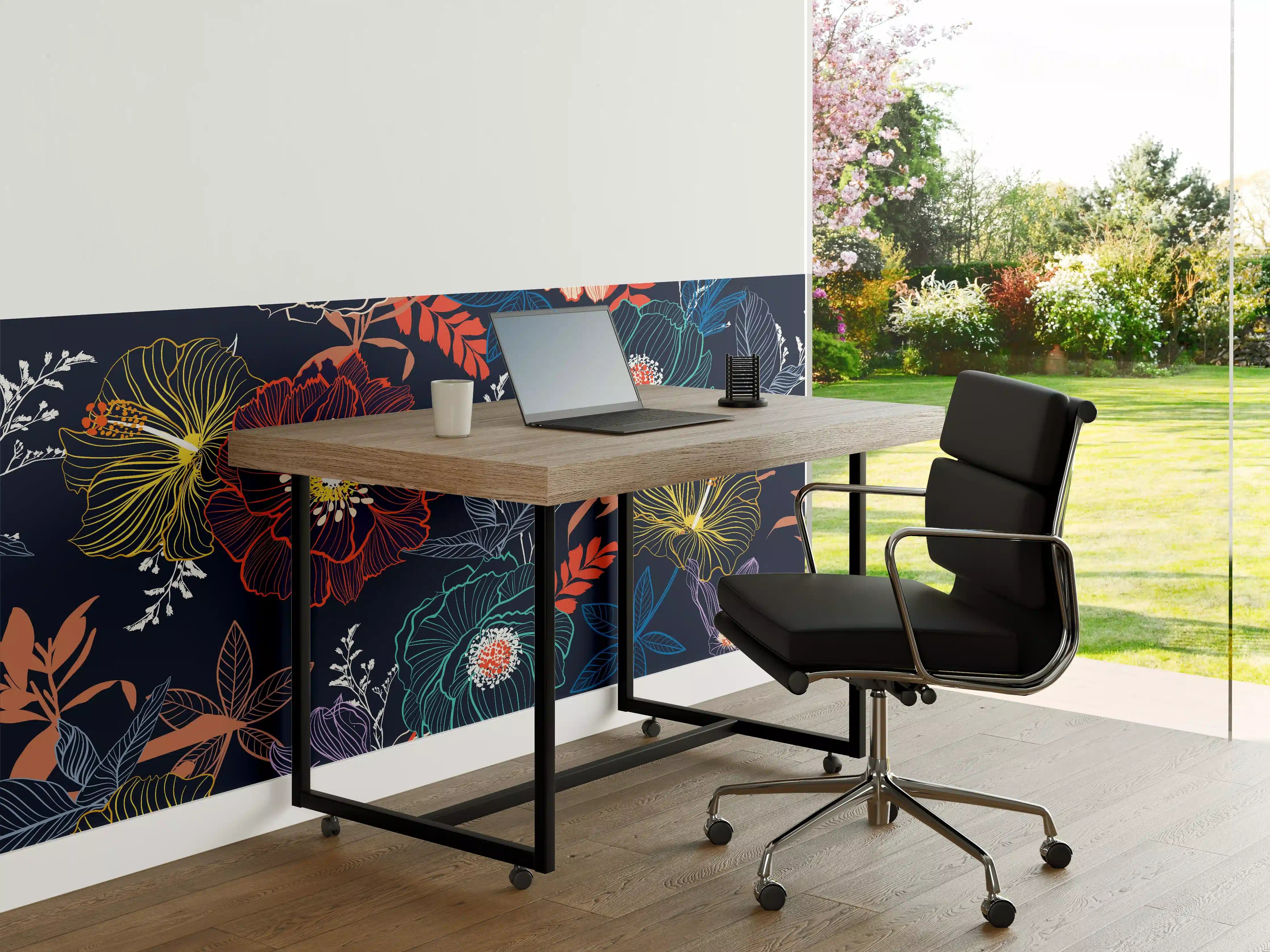 Büro Wandgestaltung - Bunte Blumen Nachtgarten Muster