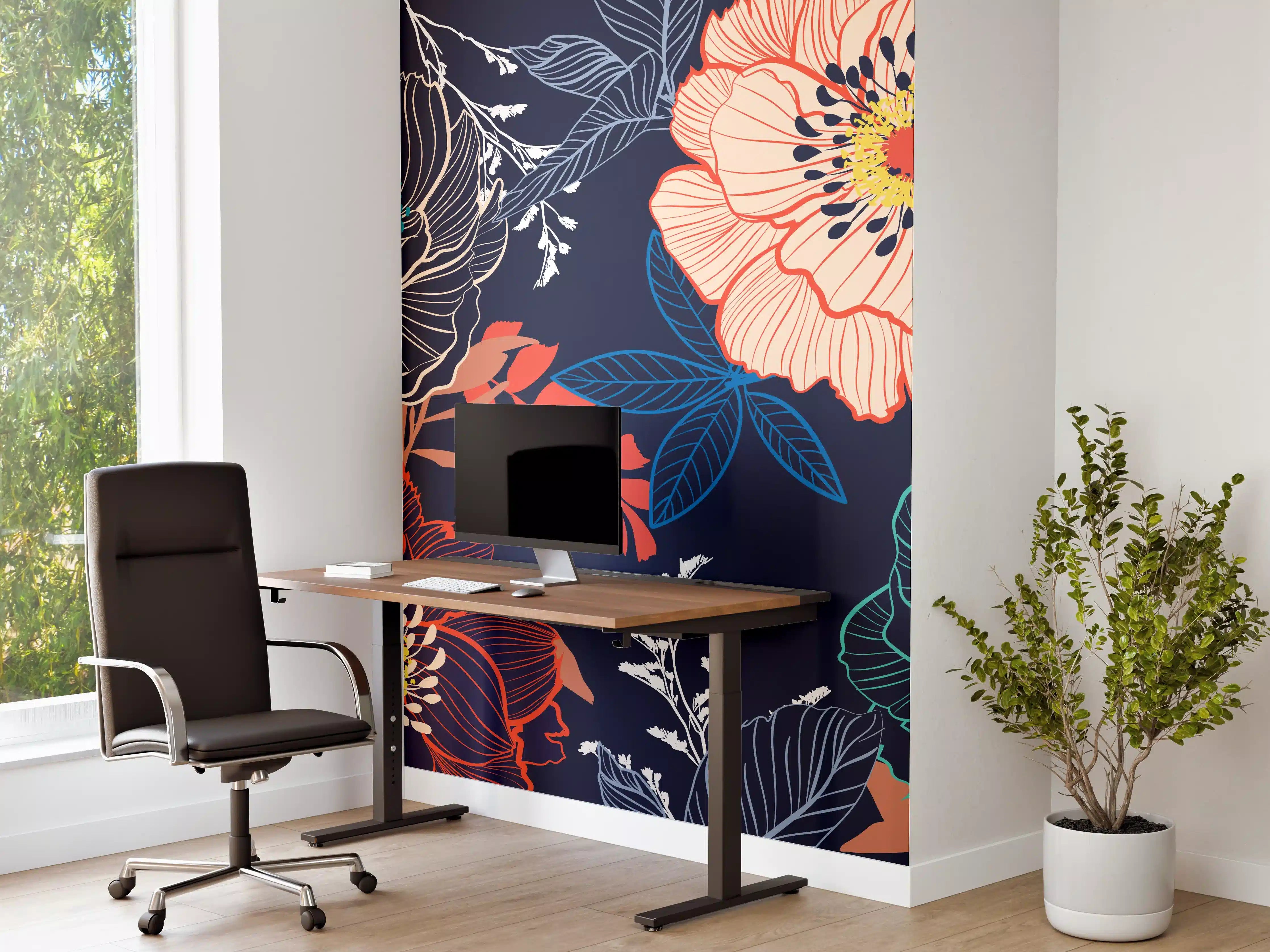 Büro Wandgestaltung - Bunte Blumenkunst