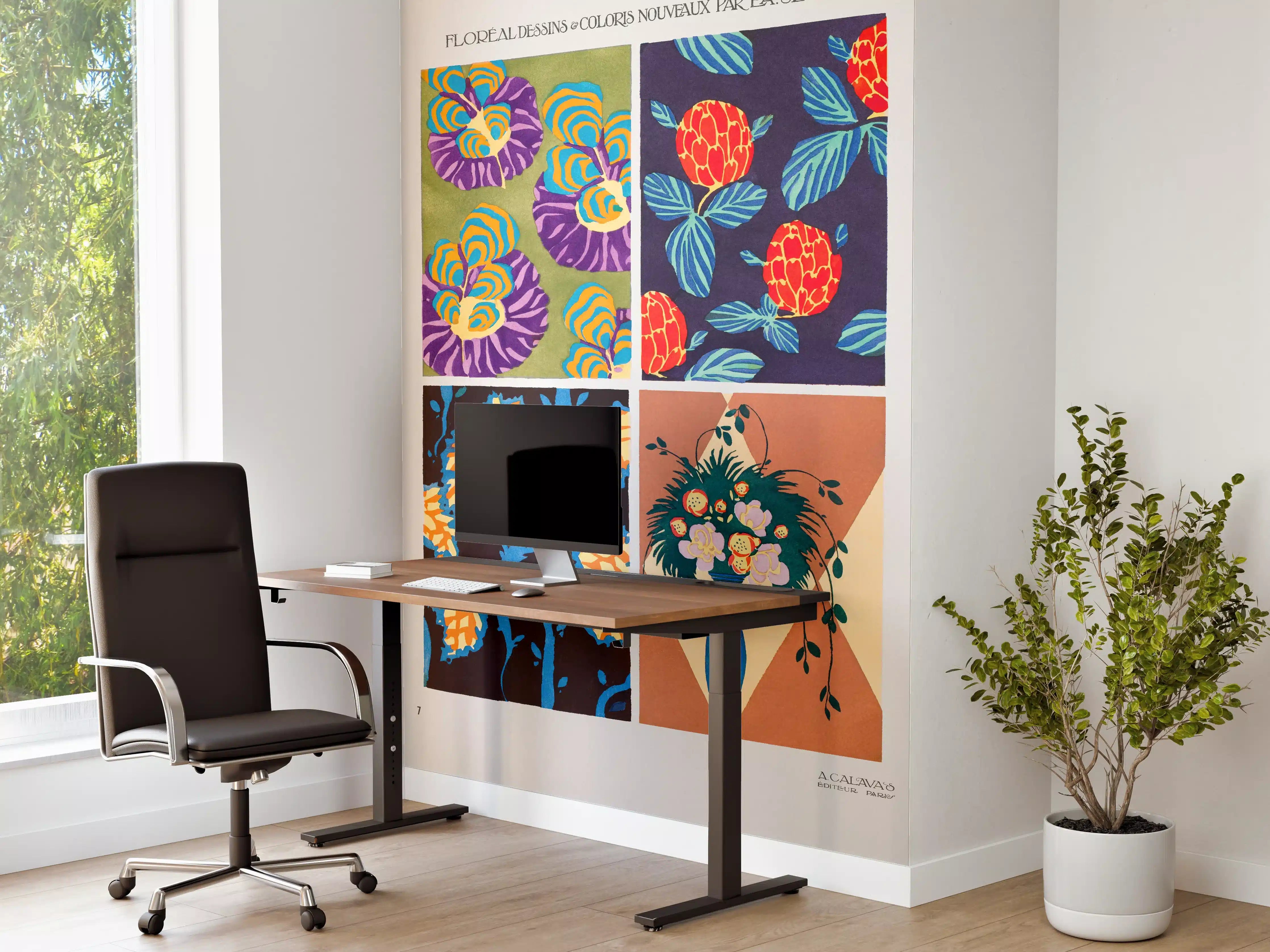 Büro Wandgestaltung - Bunte Blumenmuster