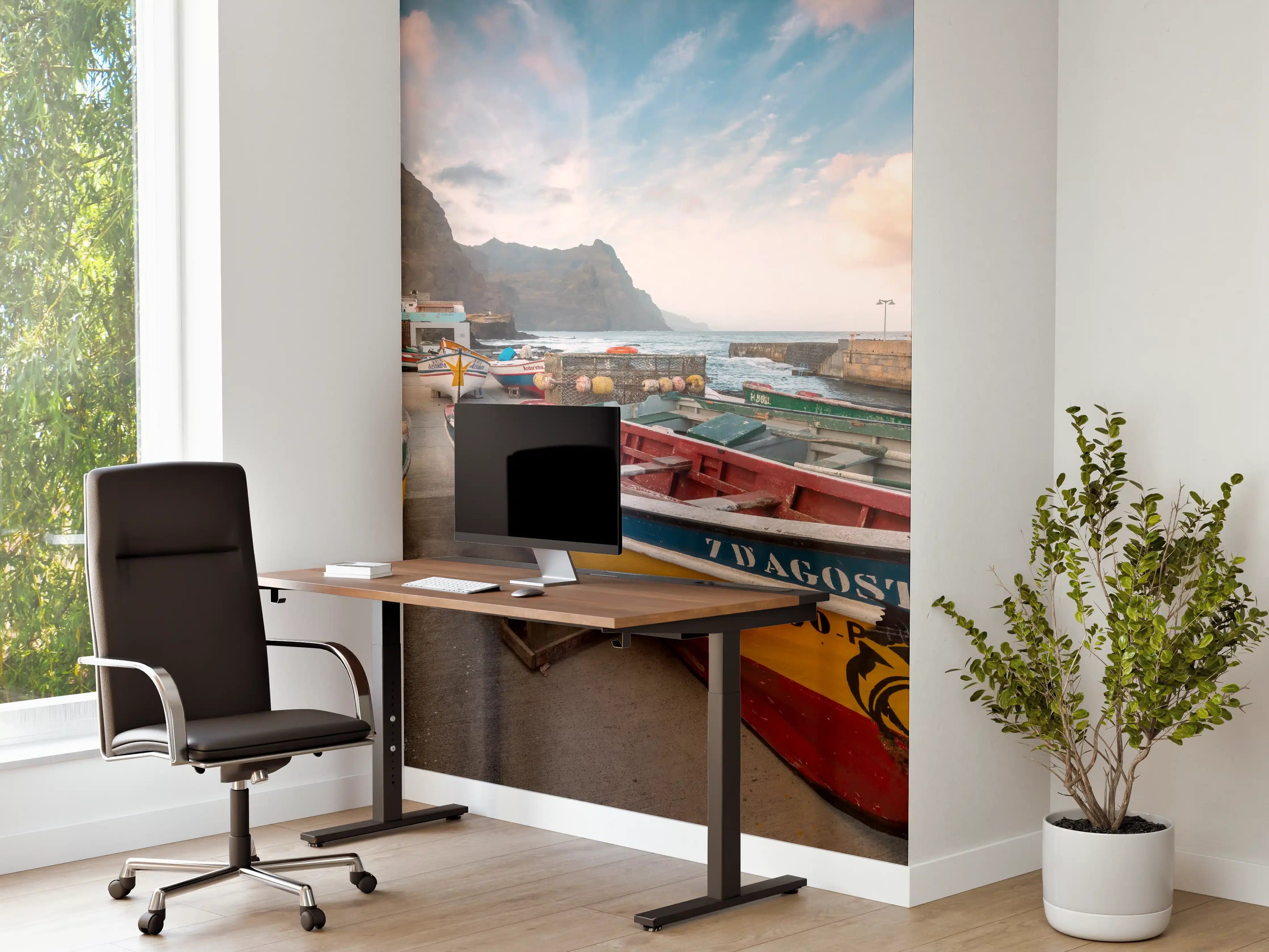 Büro Wandgestaltung - Bunte Boote am Strand