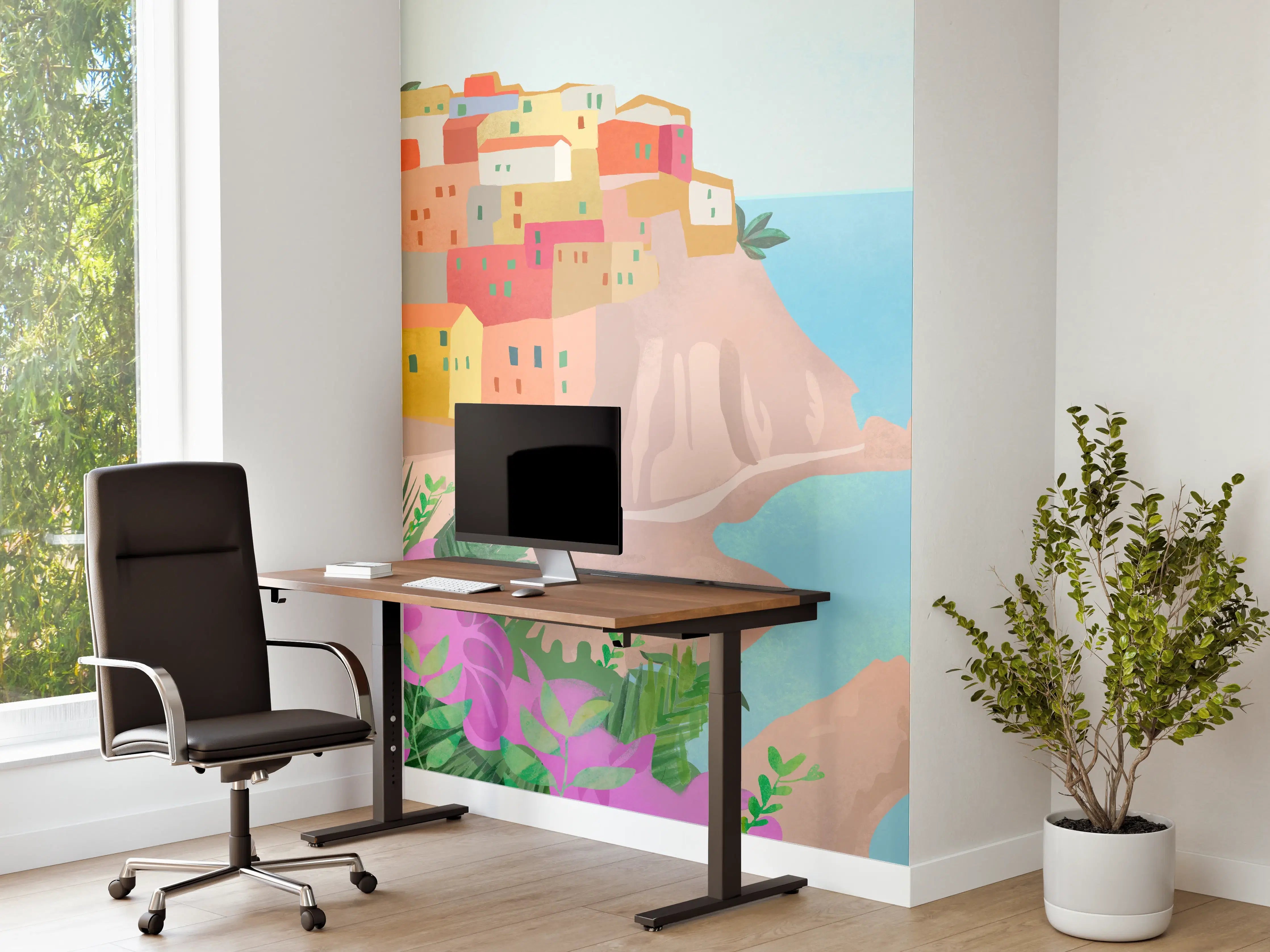 Büro Wandgestaltung - Bunte Cinque Terre Illustration