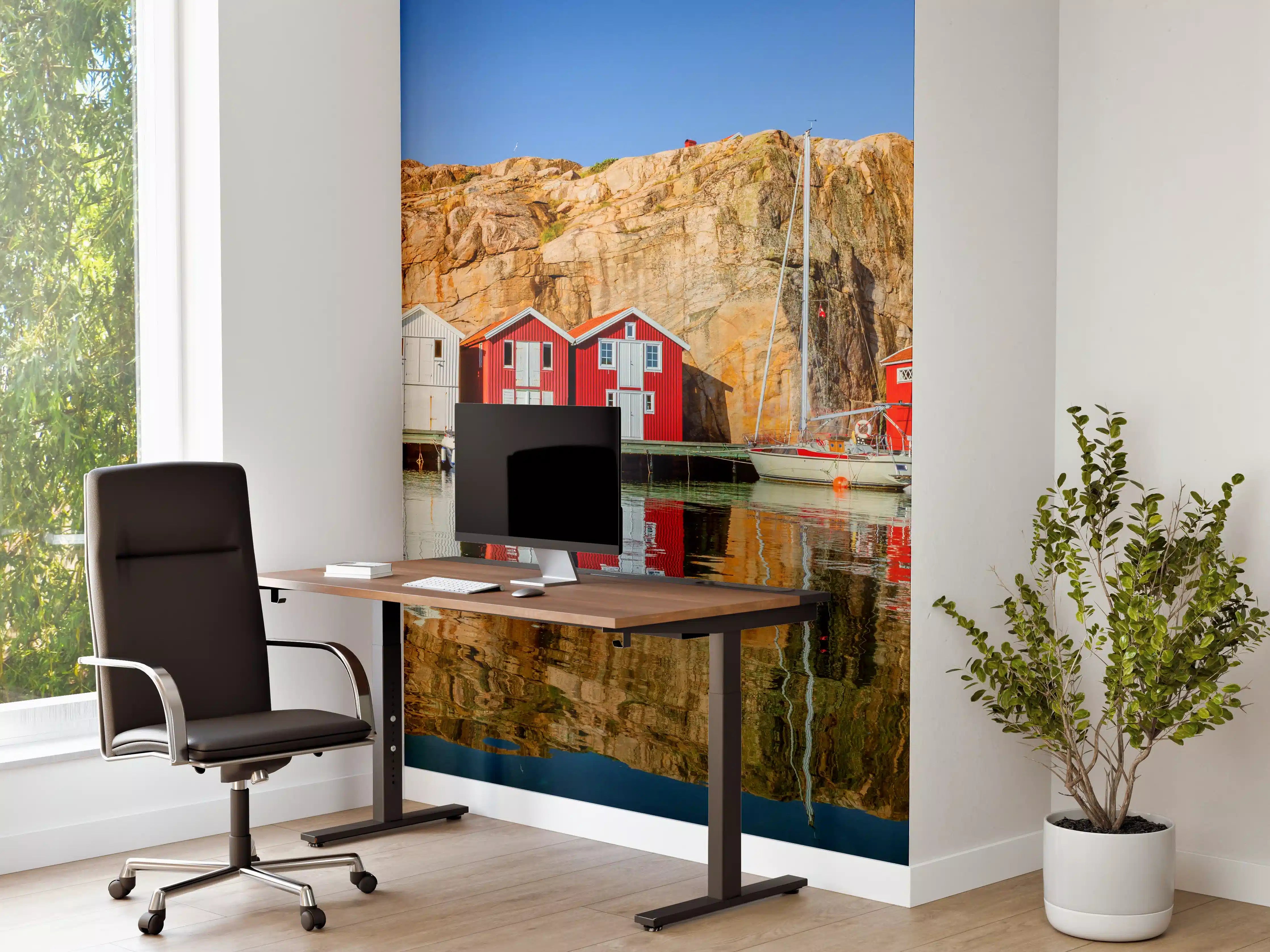 Büro Wandgestaltung - Bunte Fischerhäuser in Schweden