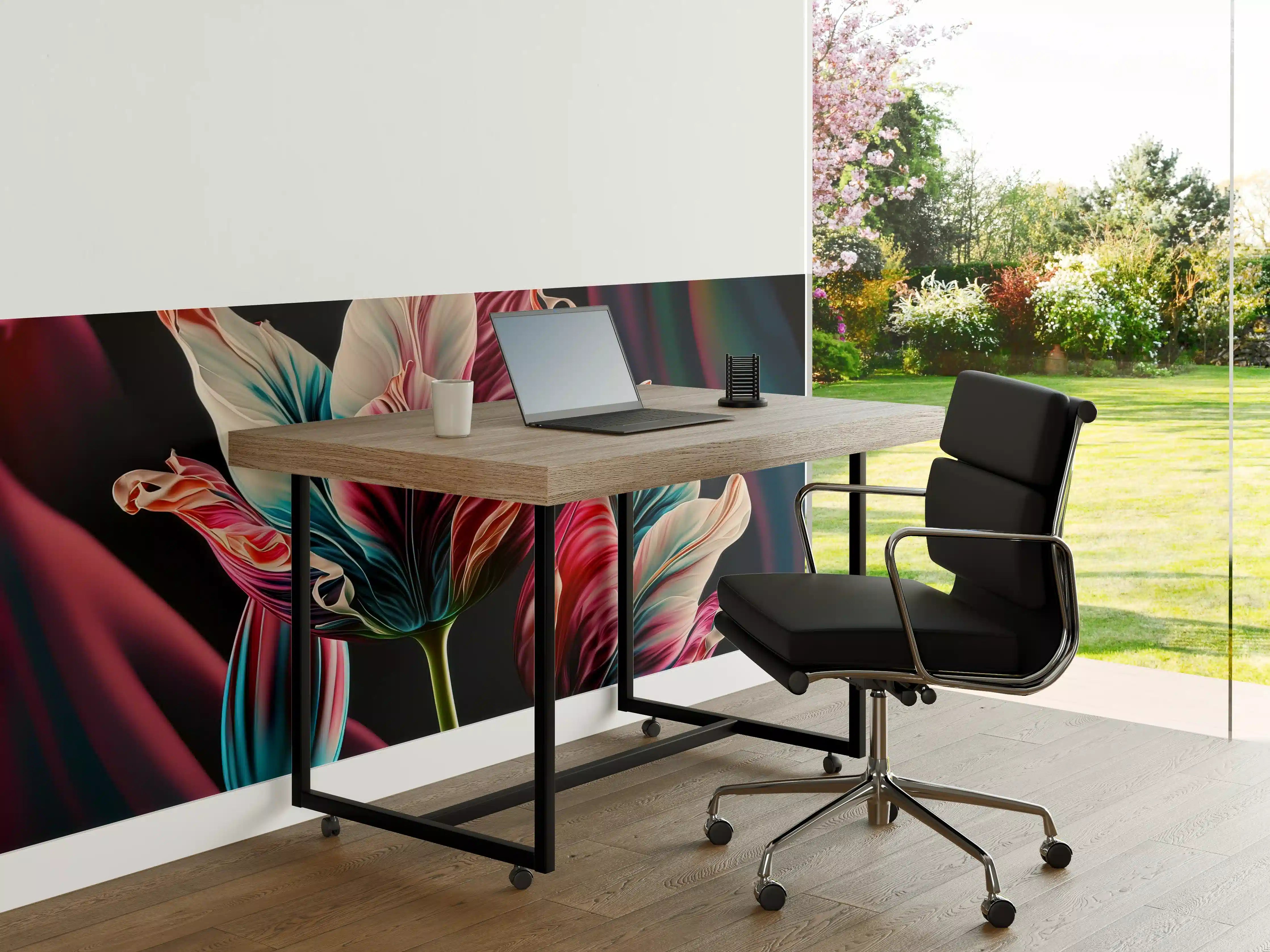 Büro Wandgestaltung - Bunte Fluid Kunst Tulpen