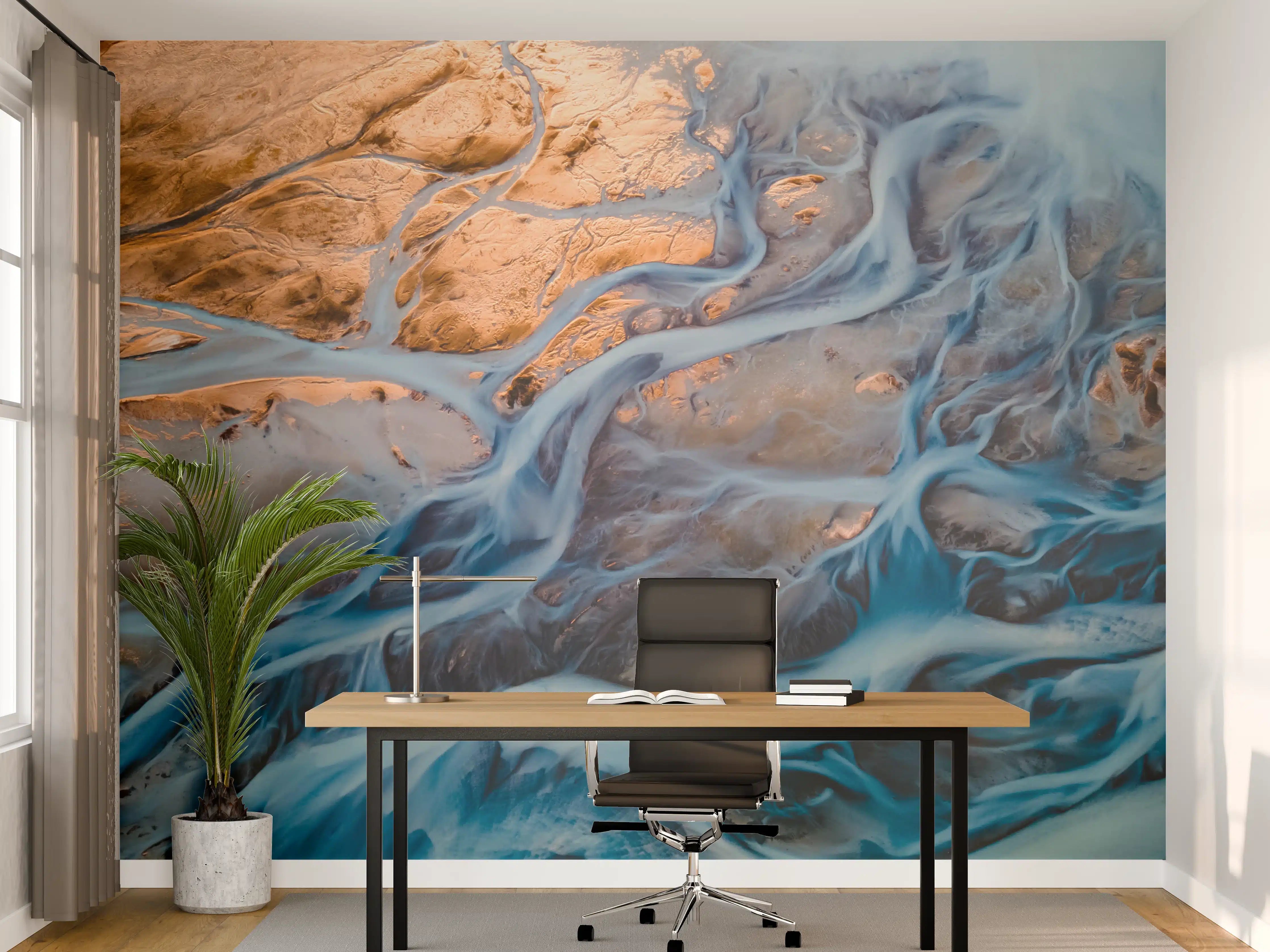 Büro Wandgestaltung - Bunte Flusslandschaft mit Wasserströmen