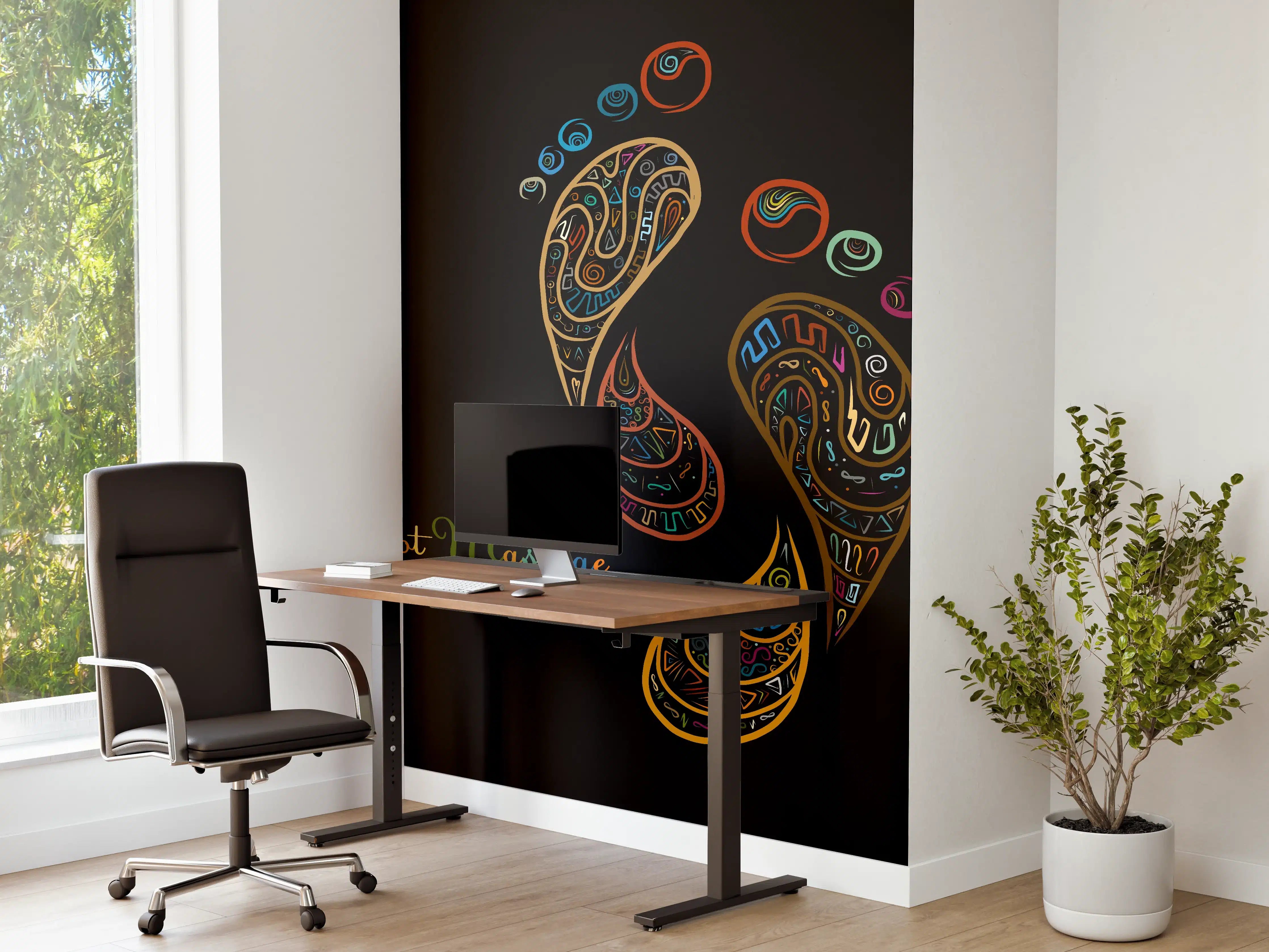 Büro Wandgestaltung - Bunte Fußmassage Illustration
