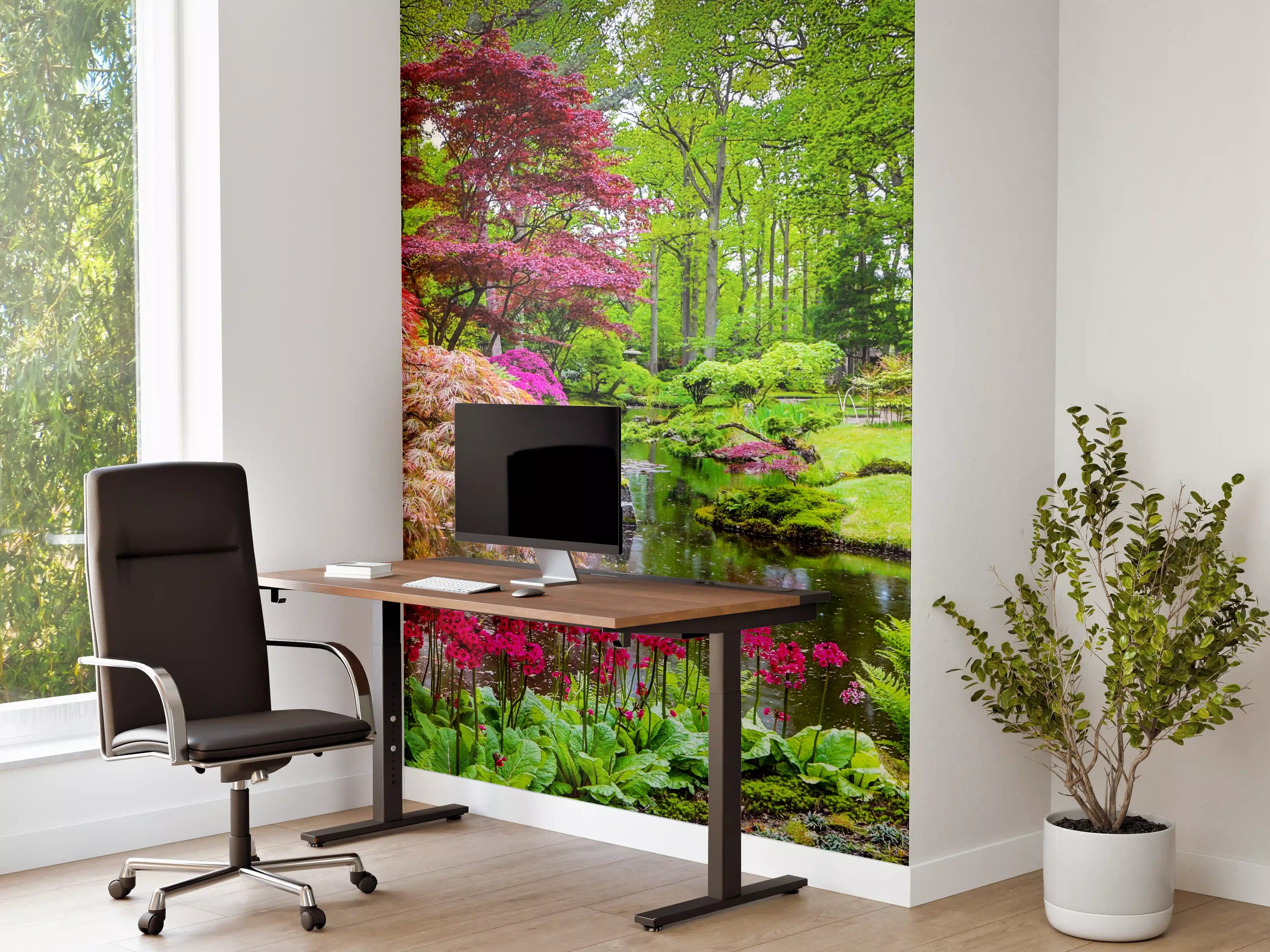 Büro Wandgestaltung - Bunte Gartenoase im Frühlingslicht