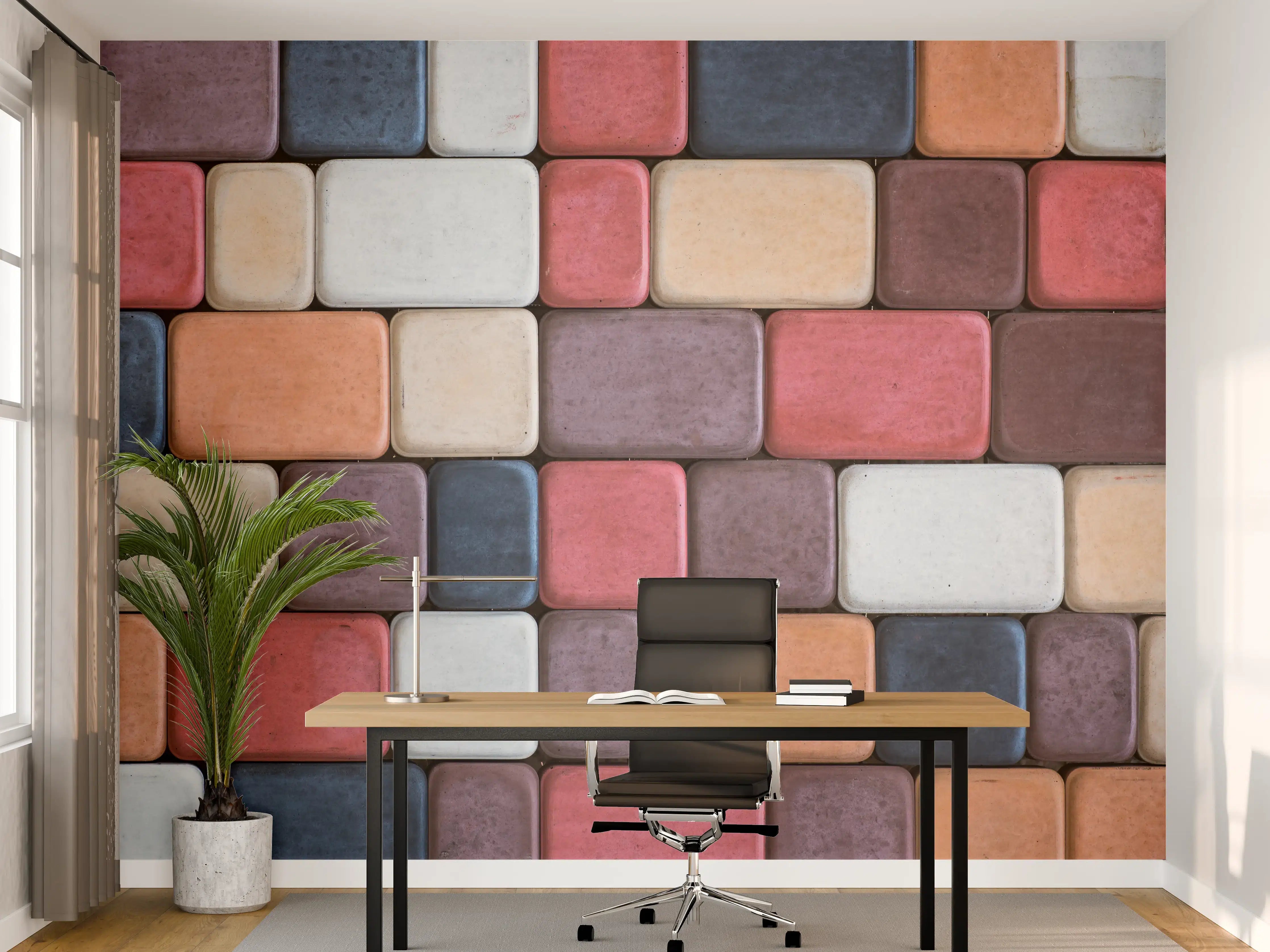 Büro Wandgestaltung - Bunte Geometrische Fliesen