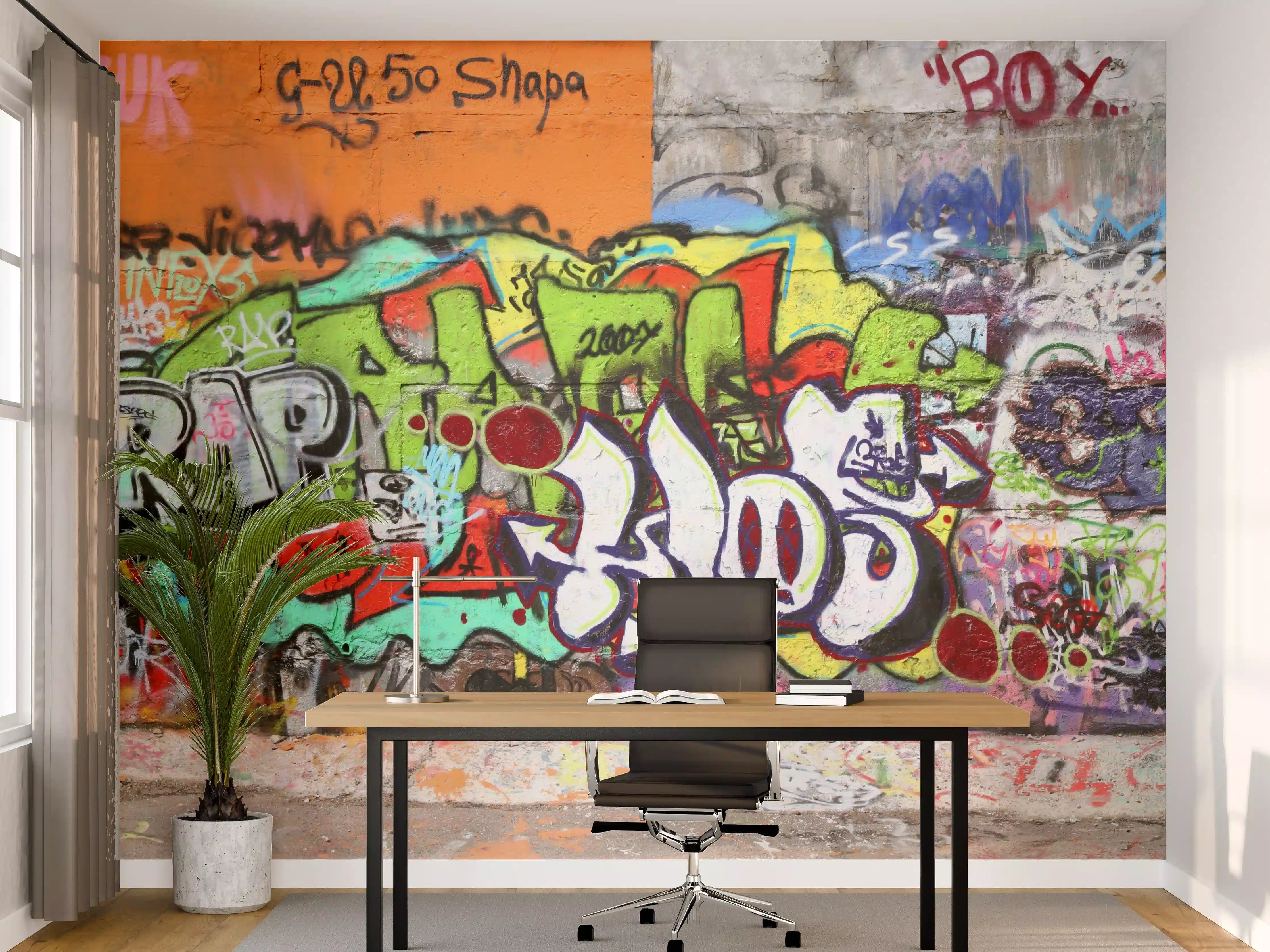Büro Wandgestaltung - Bunte Graffiti-Kunst Wand