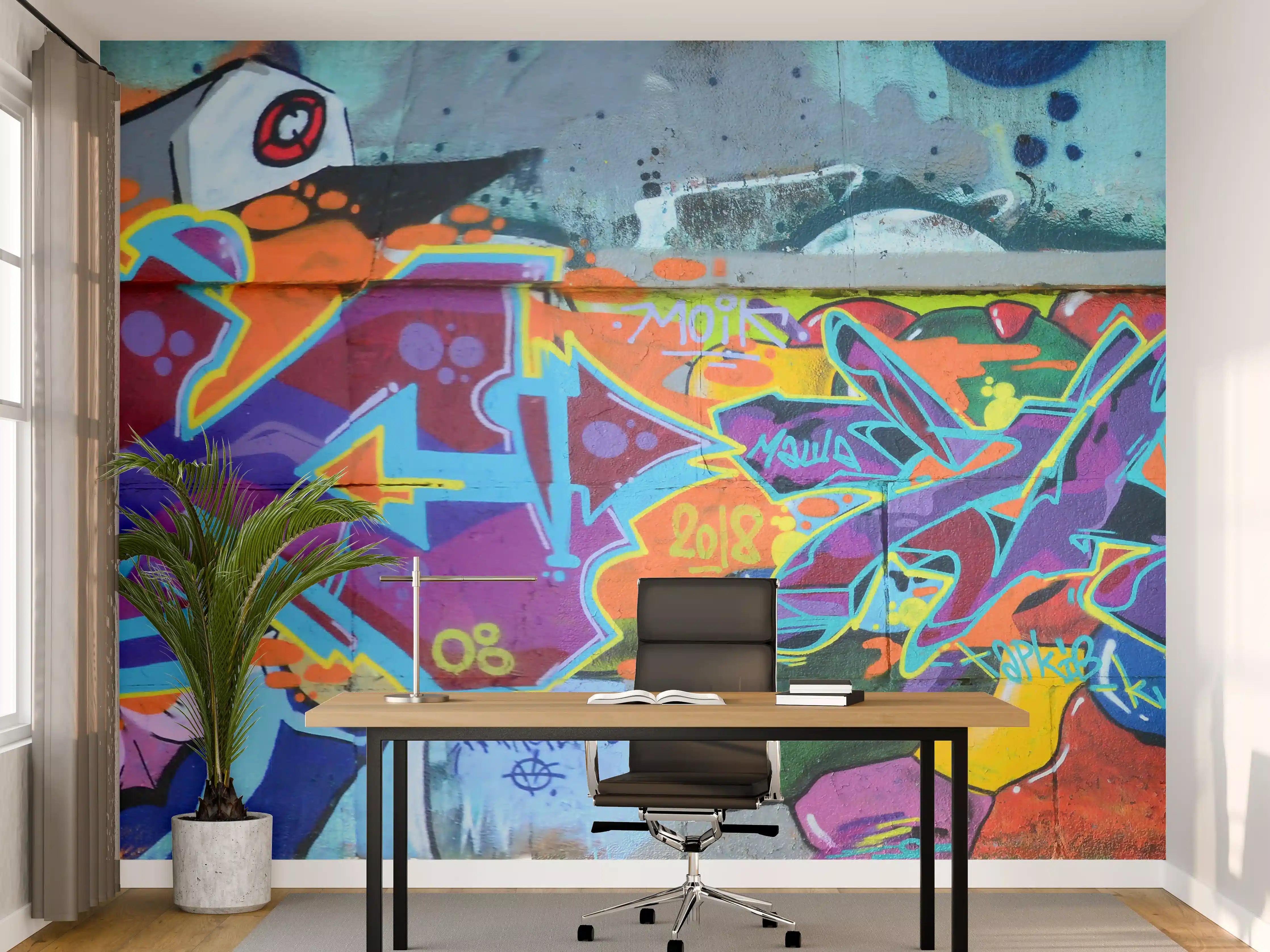Büro Wandgestaltung - Bunte Graffiti-Wandkunst