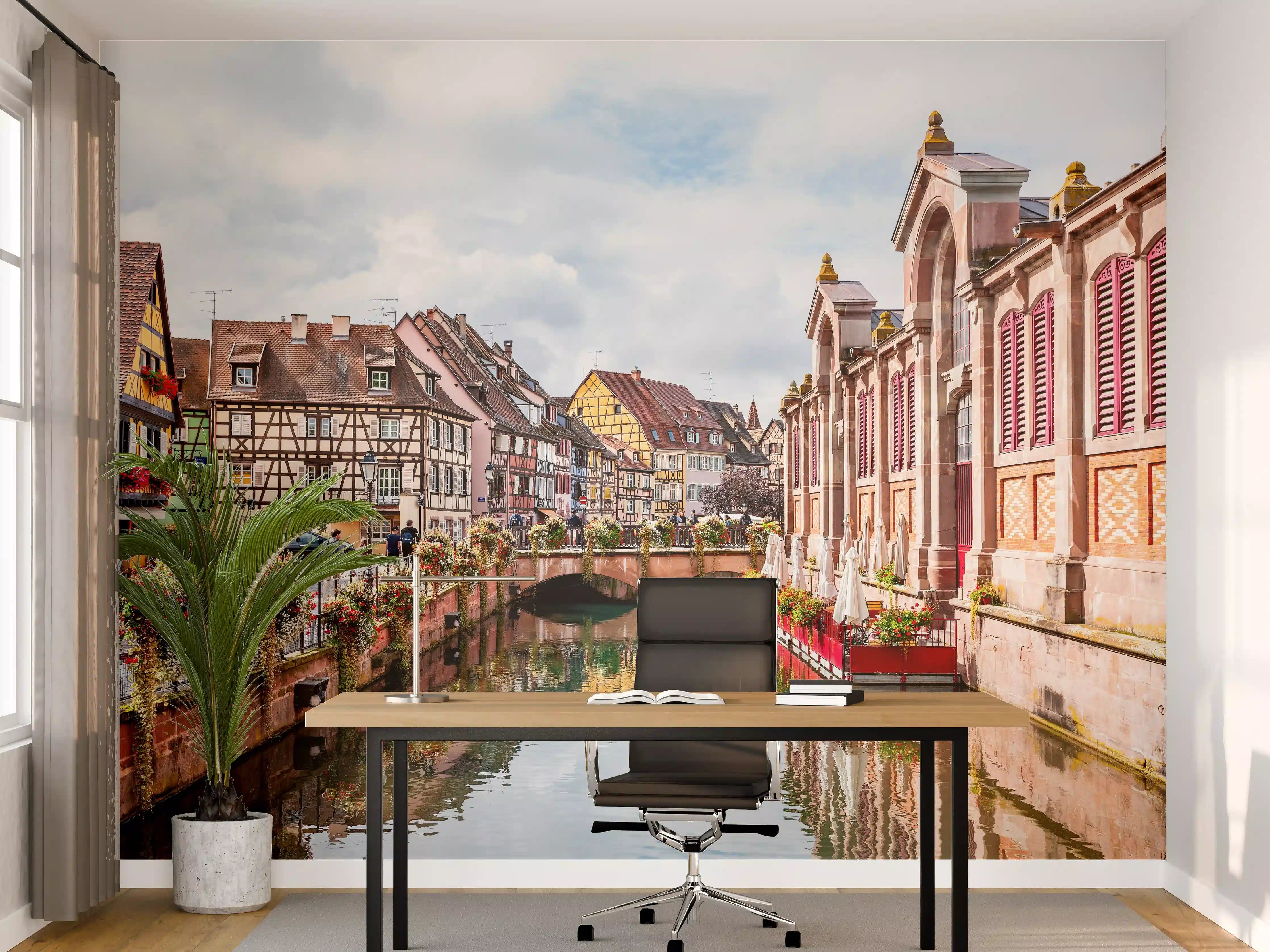 Büro Wandgestaltung - Bunte Häuser am Fluss in Colmar