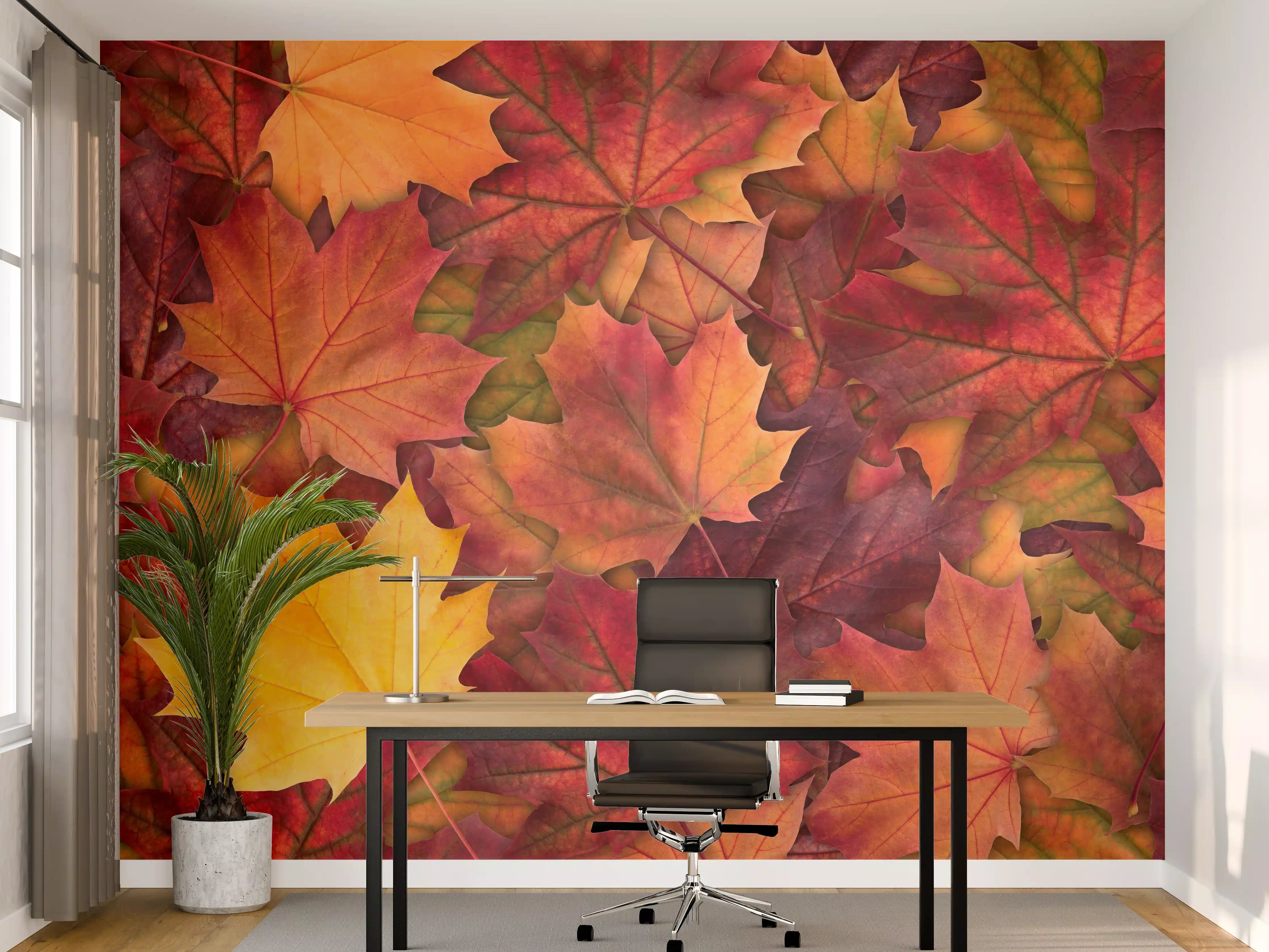 Büro Wandgestaltung - Bunte Herbst Ahornbaum Blätter