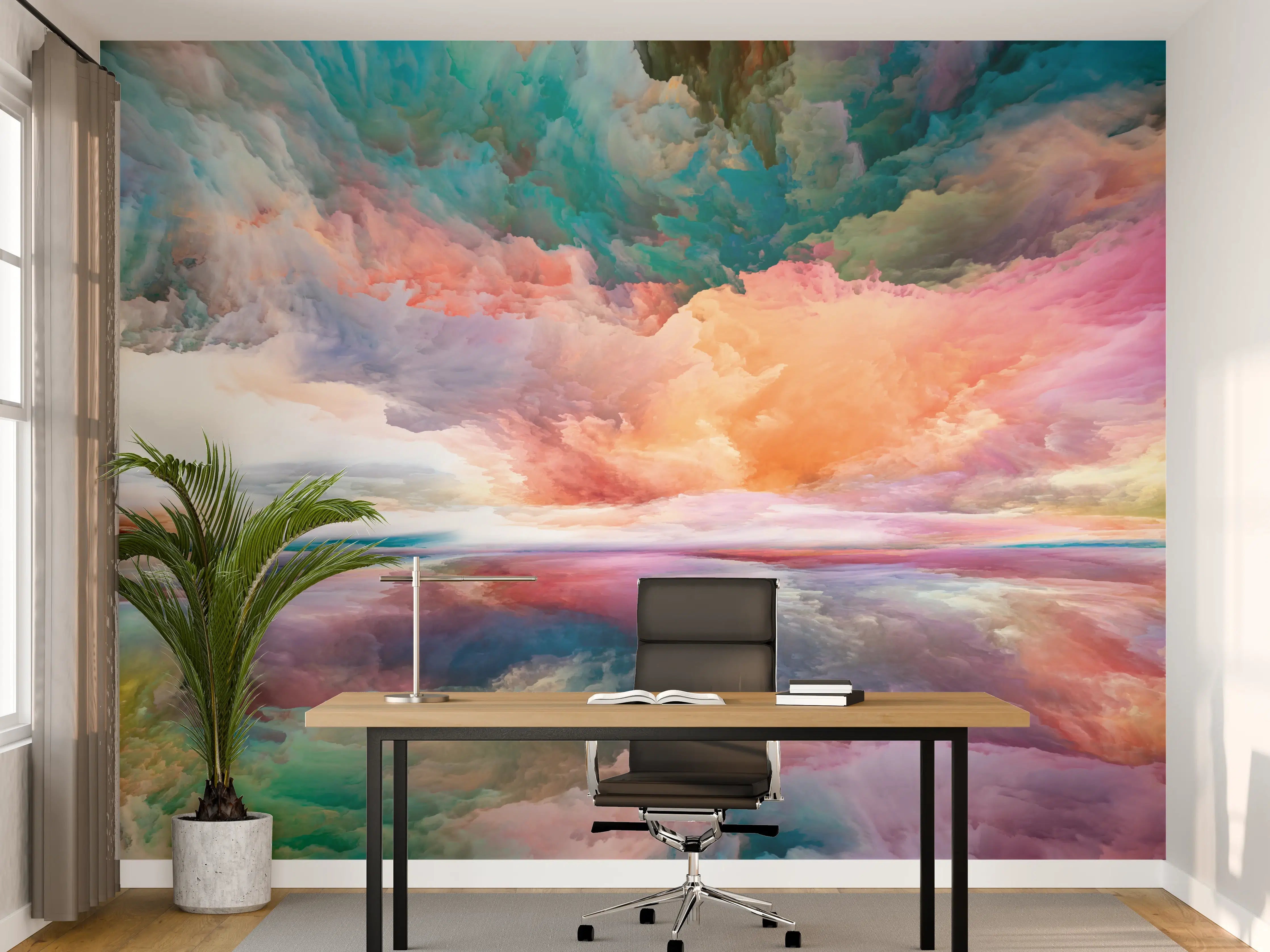 Büro Wandgestaltung - Bunte Himmels-Landschafts-Malerei