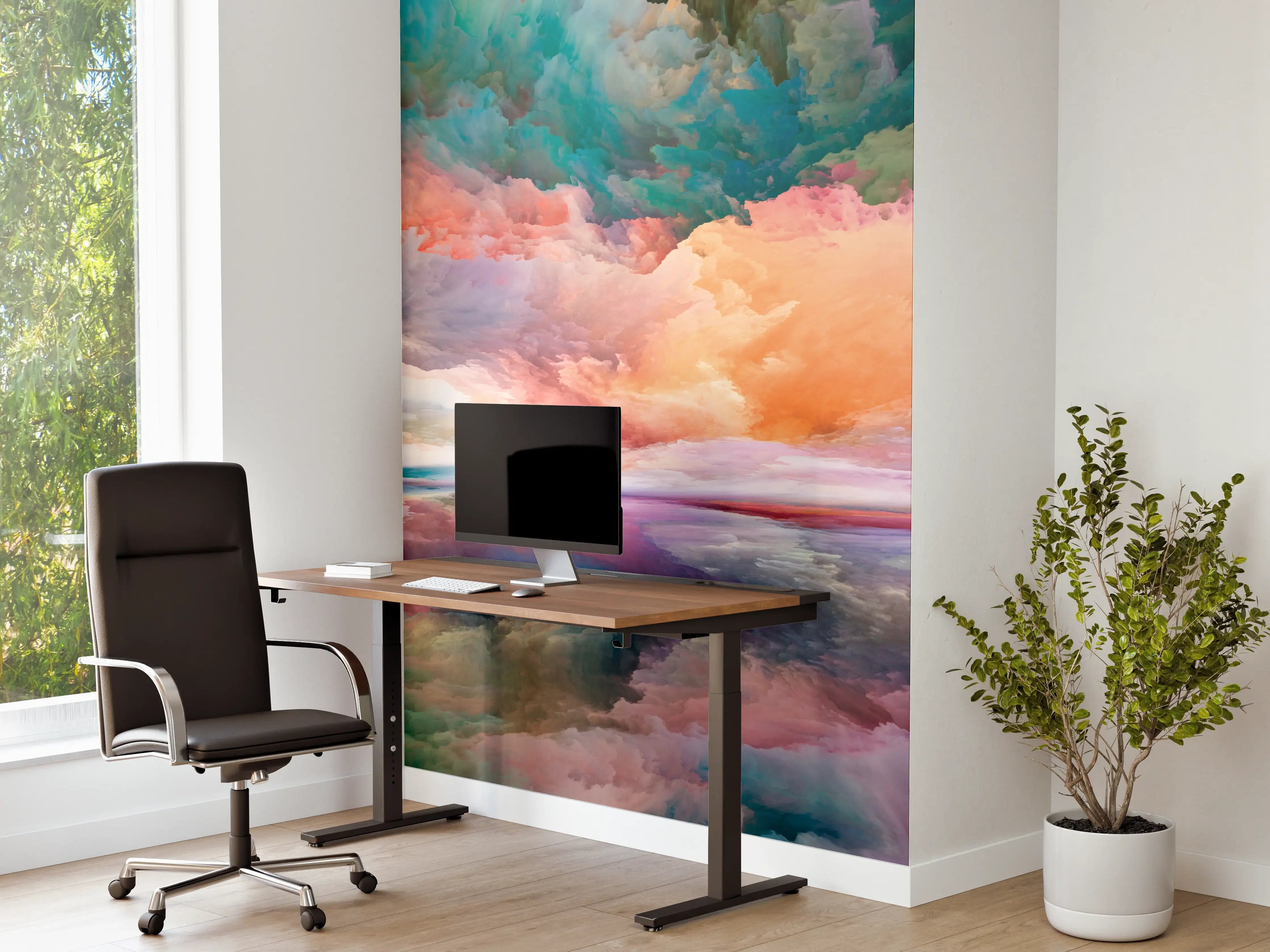Büro Wandgestaltung - Bunte Himmels-Landschafts-Malerei