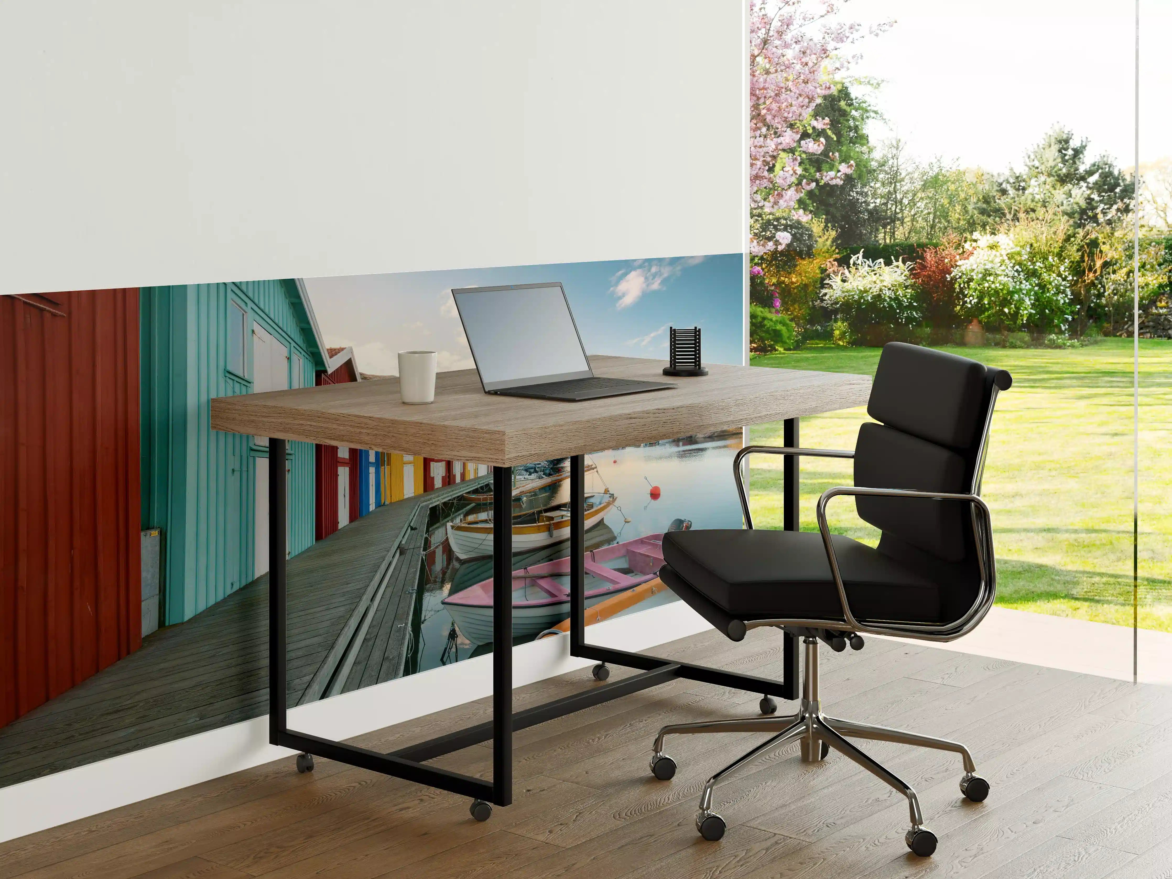 Büro Wandgestaltung - Bunte Hütten am Hafen Smögen