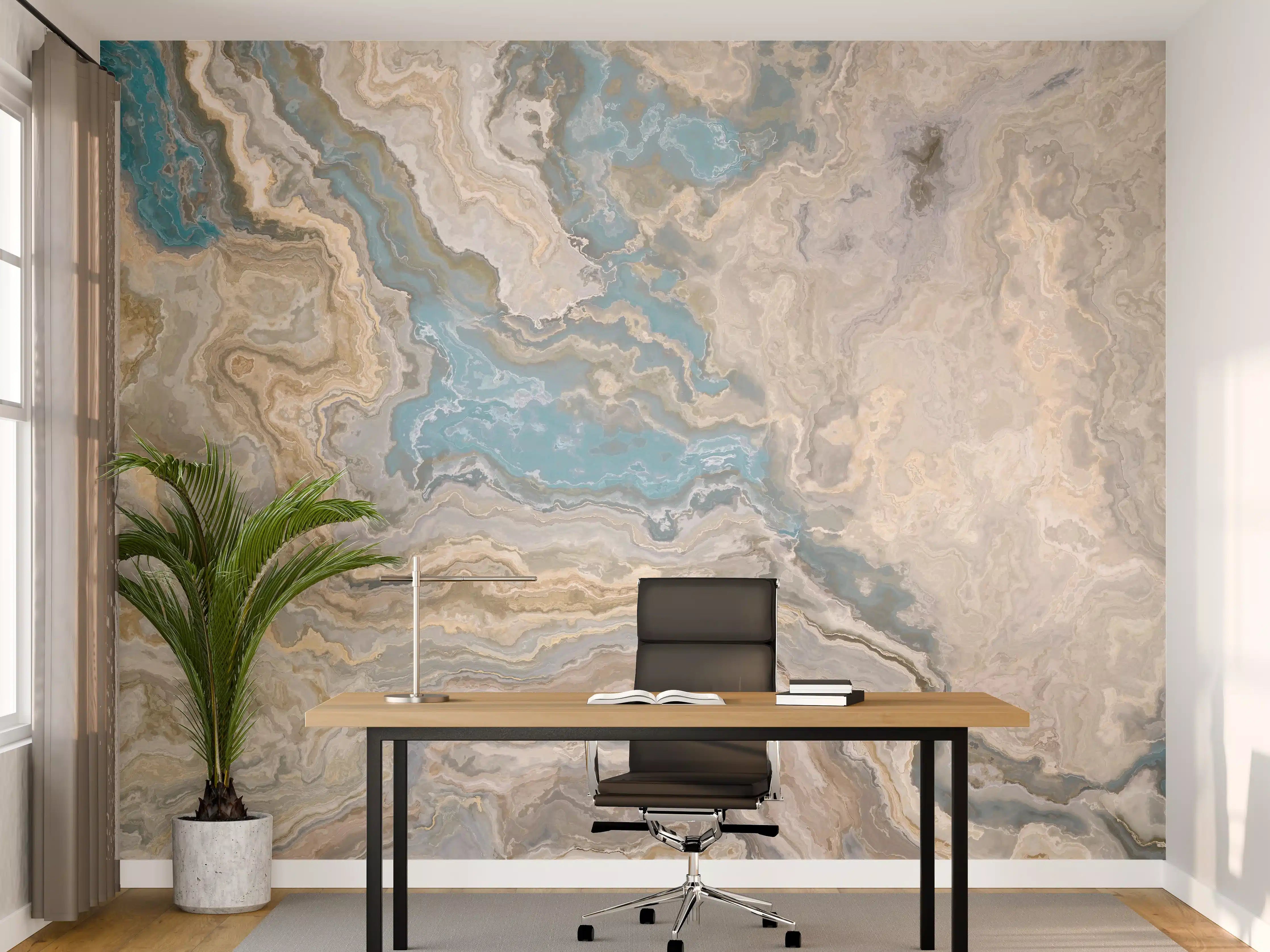 Büro Wandgestaltung - Bunte Marmor-Textur in Erdtönen