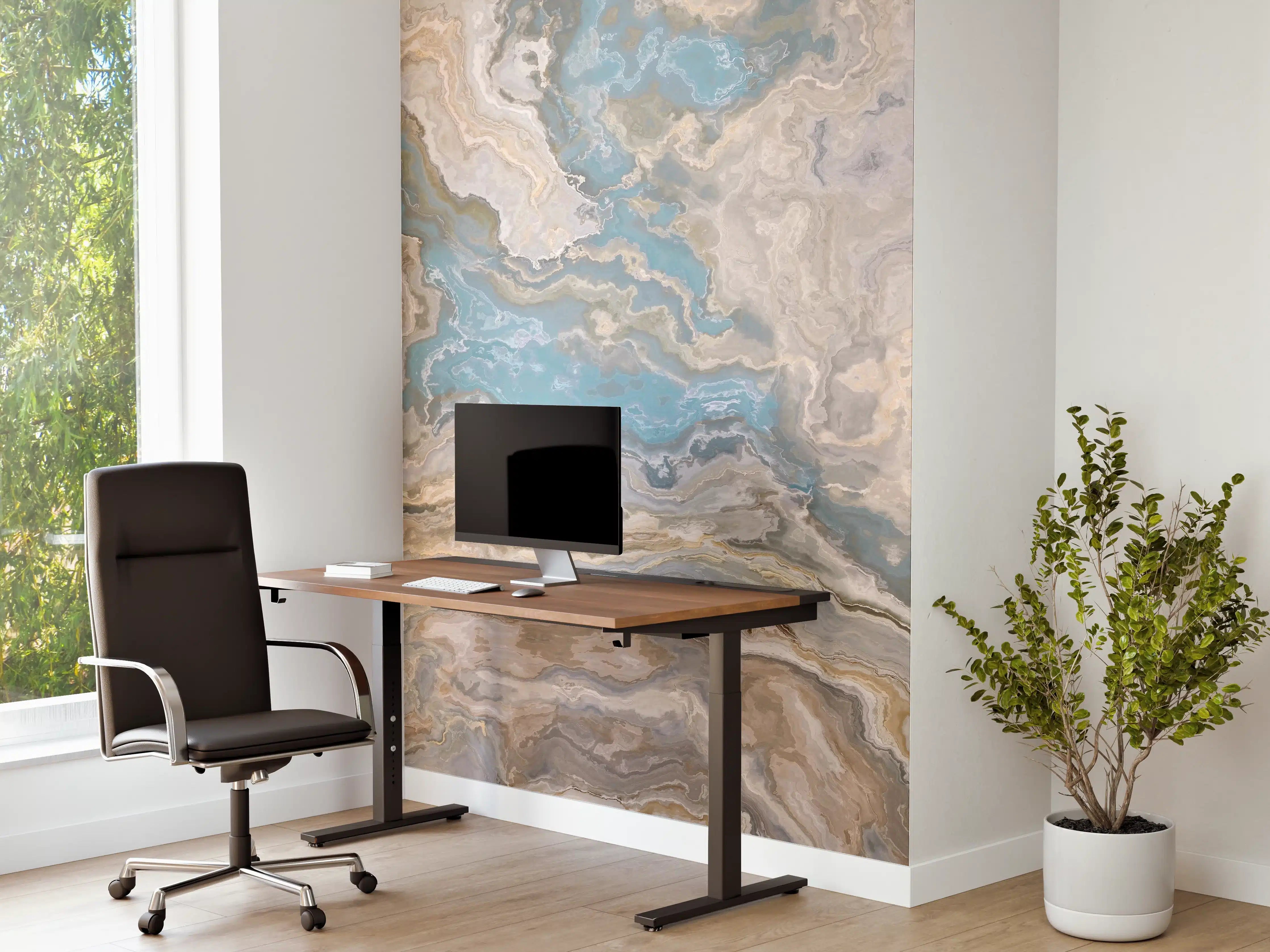 Büro Wandgestaltung - Bunte Marmor-Textur in Erdtönen
