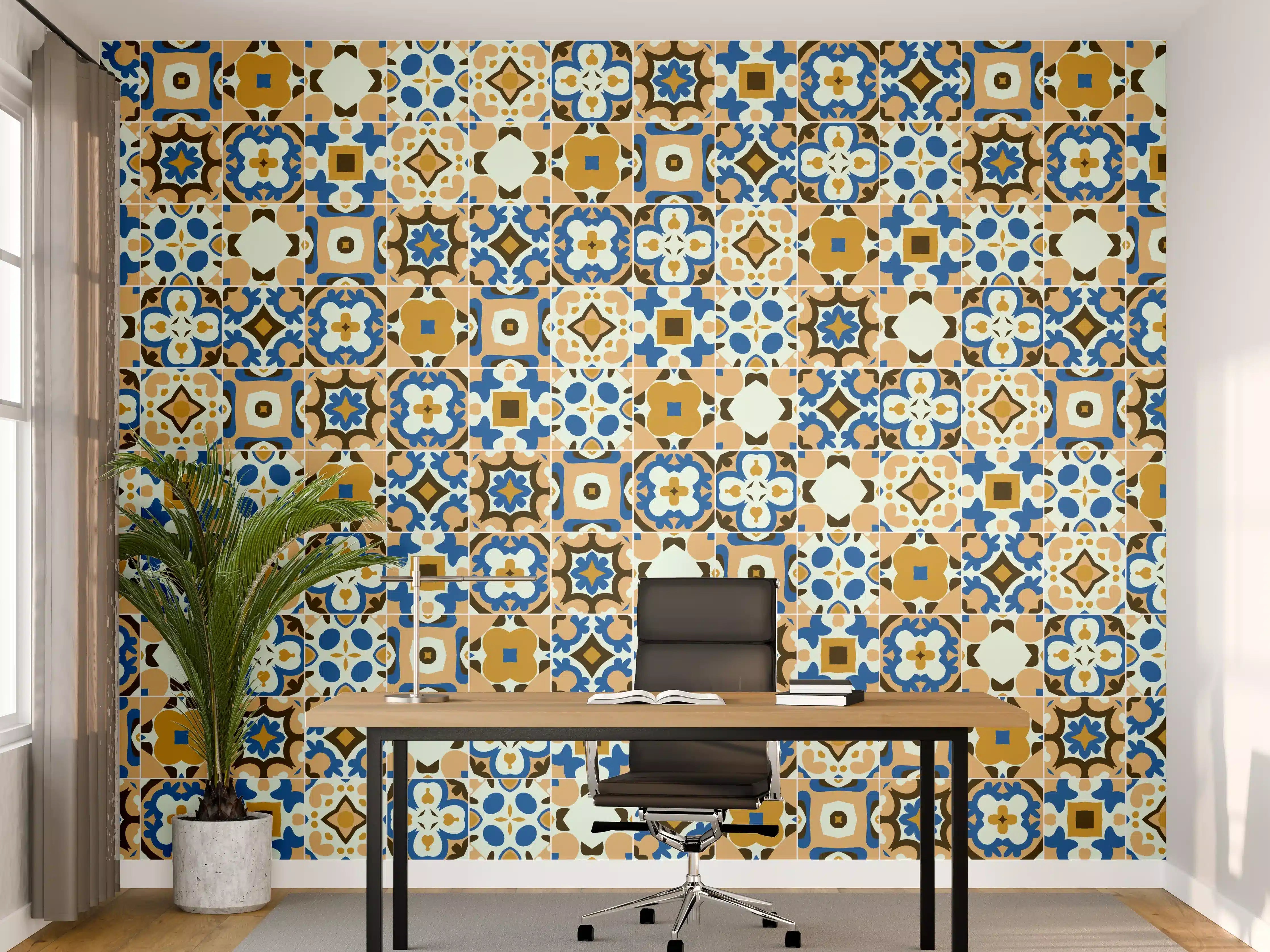 Büro Wandgestaltung - Bunte Mosaikfliesen mit mediterranem Flair
