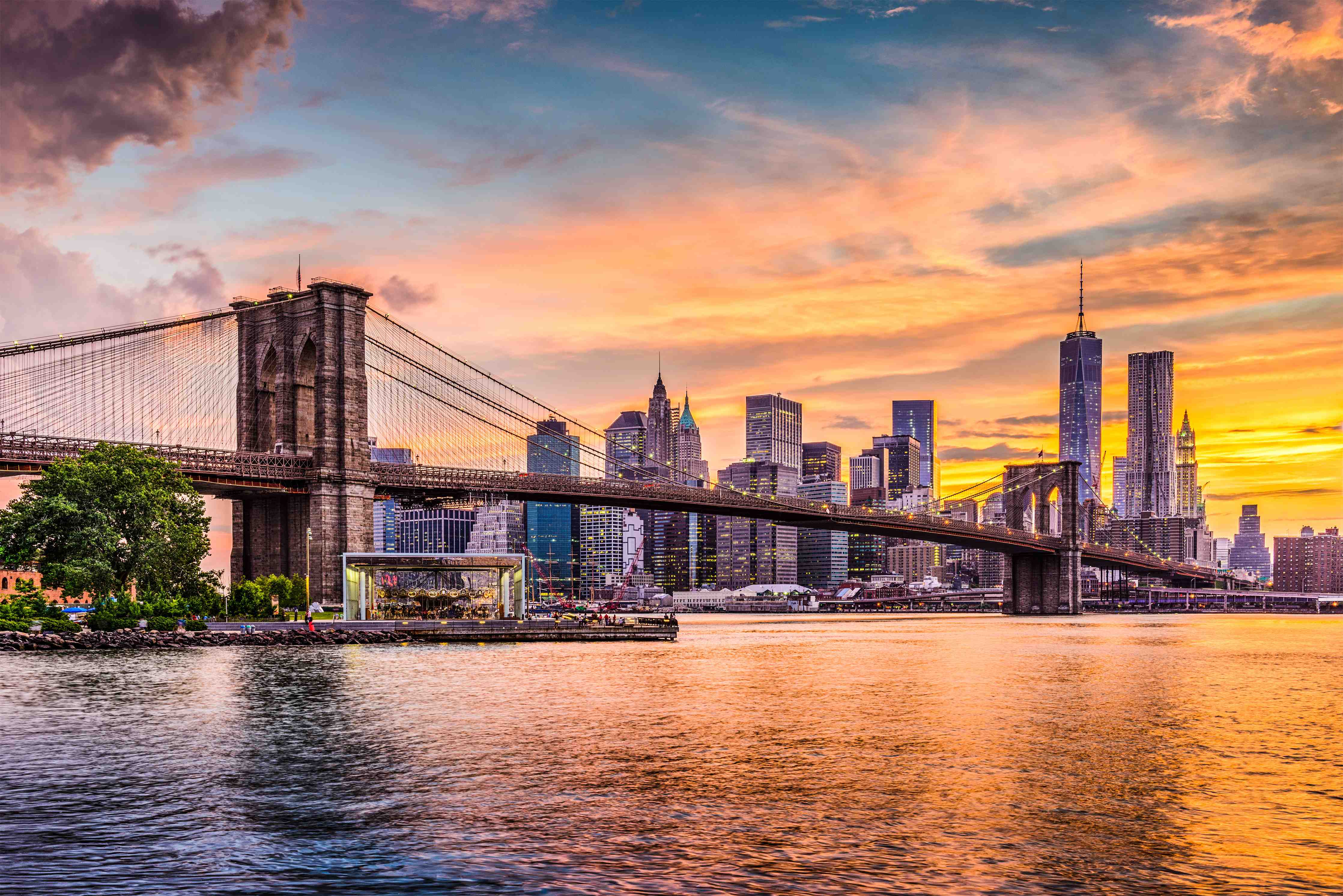 Büro Wandgestaltung-Bunte New York Skyline