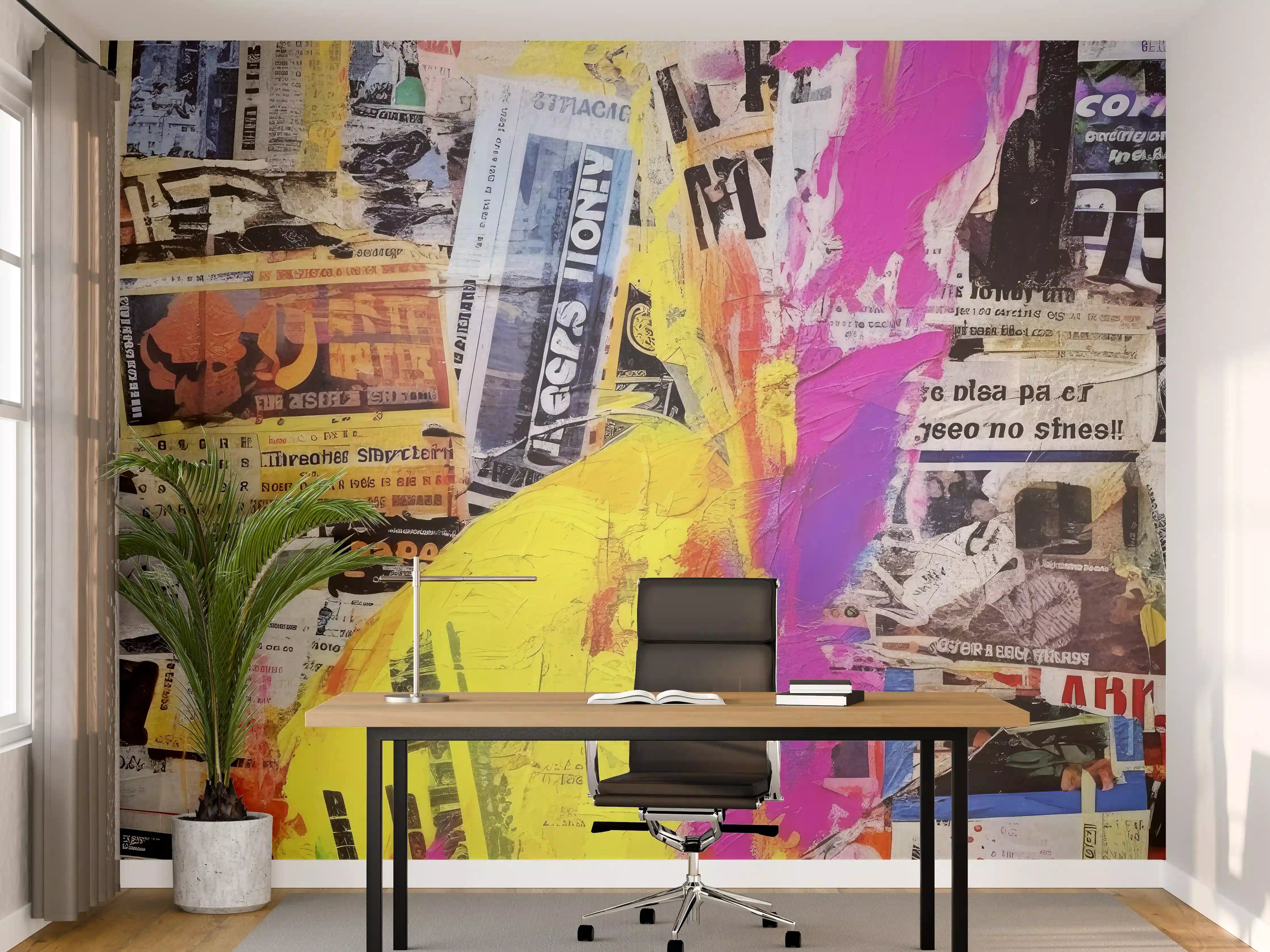 Büro Wandgestaltung - Bunte Papier-Collage Kunst