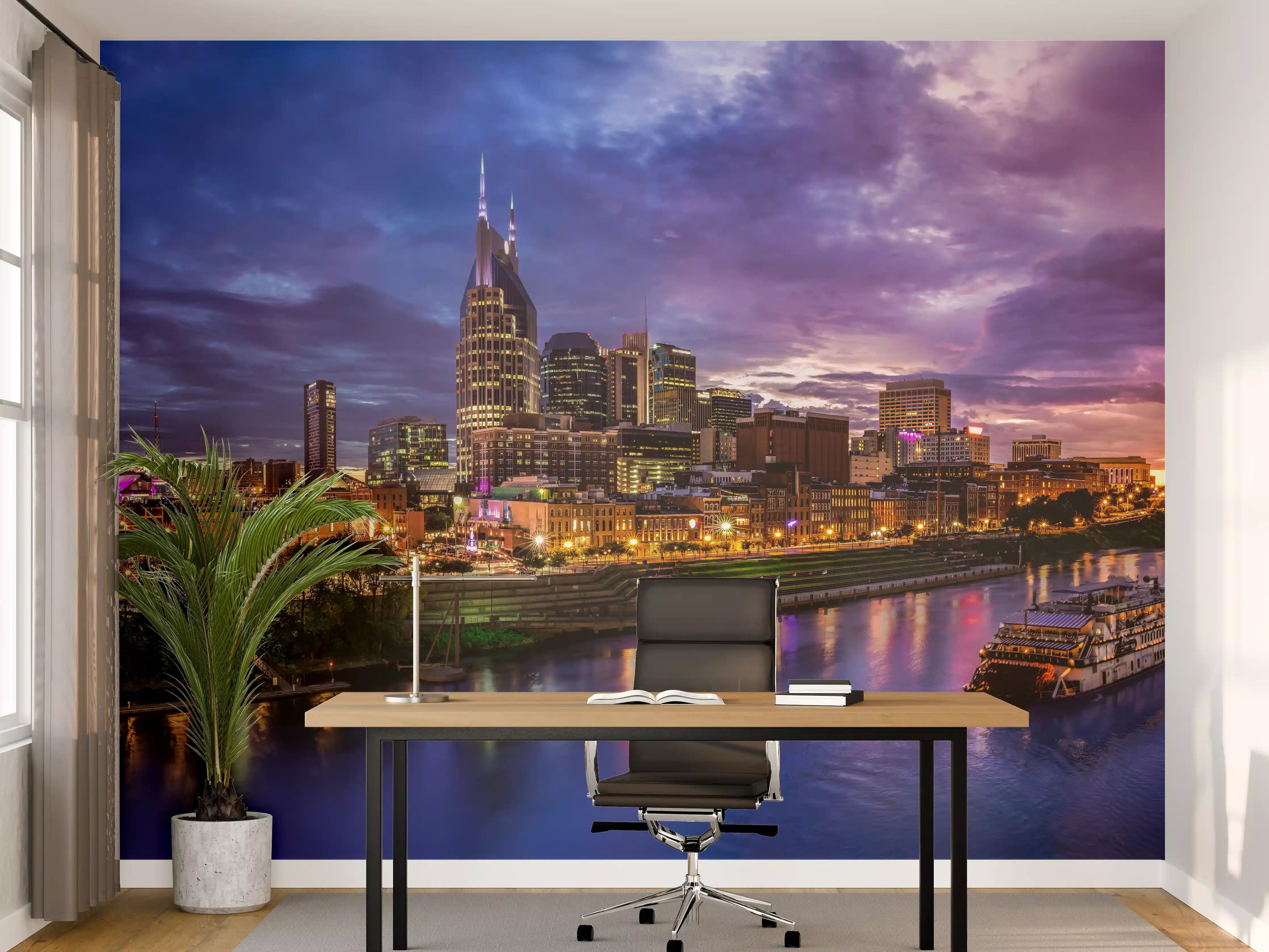 Büro Wandgestaltung - Bunte Skyline von Nashville