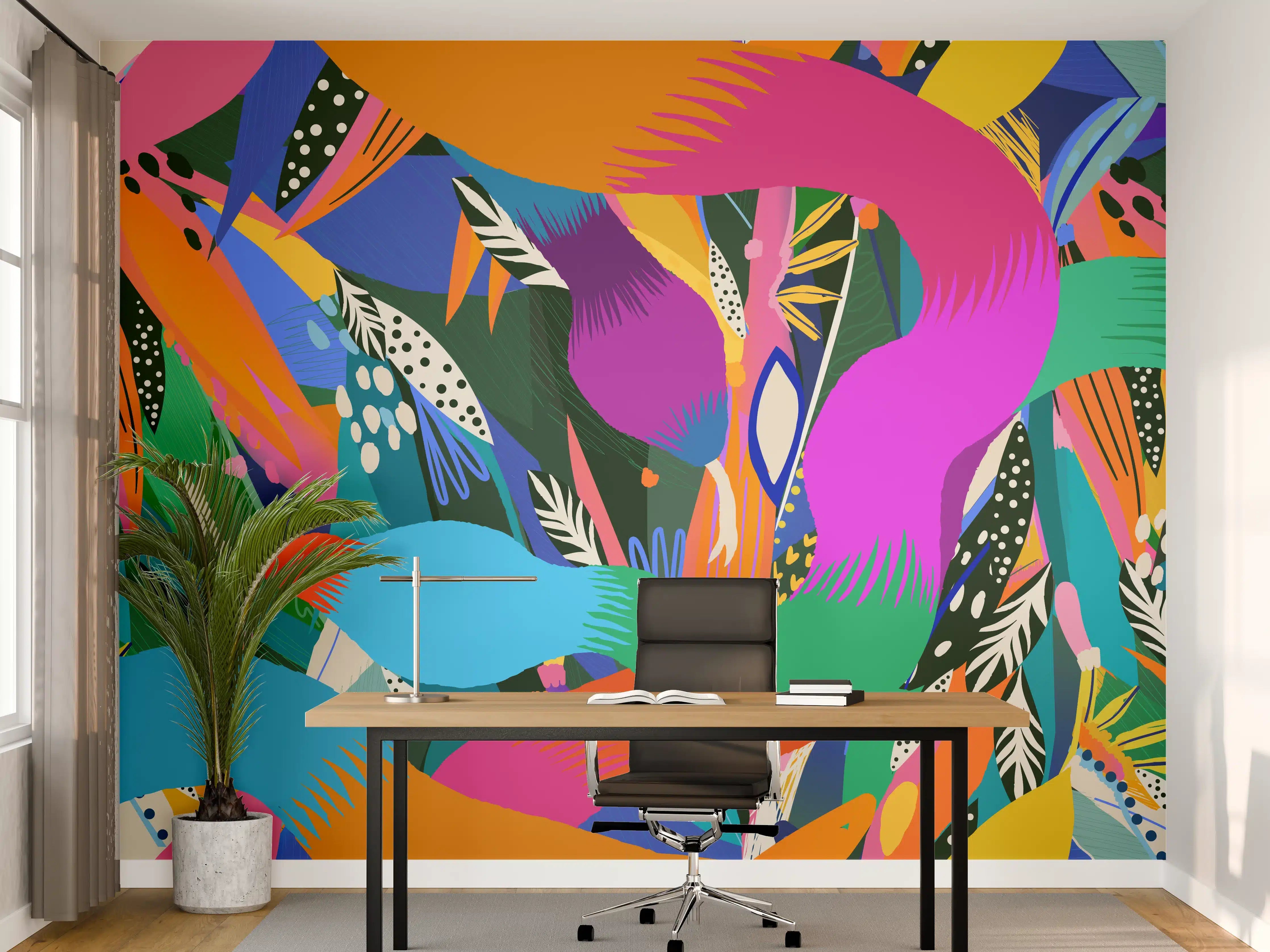 Büro Wandgestaltung - Bunte Tropische Schlangen-Illustration